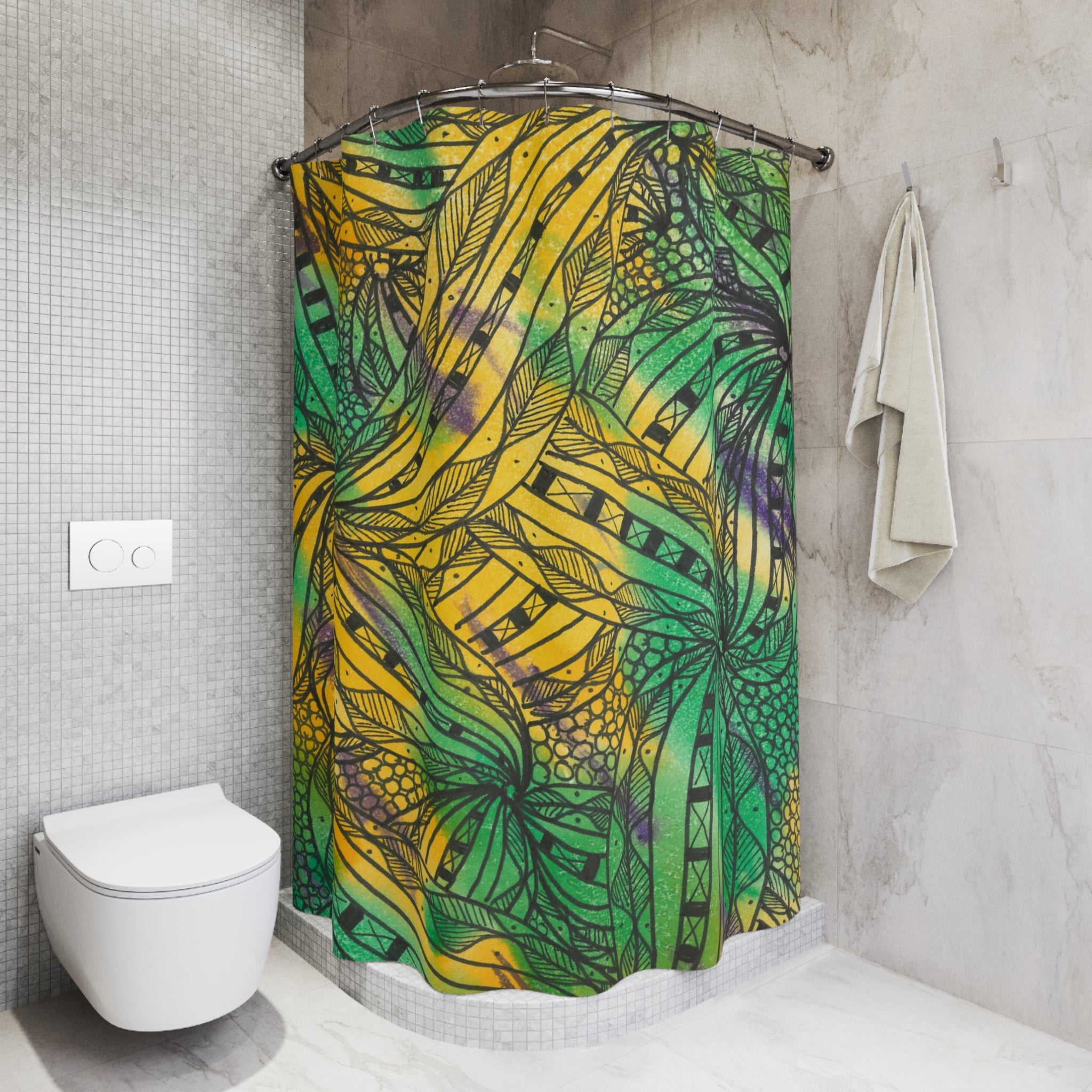 Beautiful Shower Curtains to Refresh Your Bathroom. Colourful Abstract Designs. Perfect For Your Bathroom or Special House-Warming Gift #37 Shrubbery