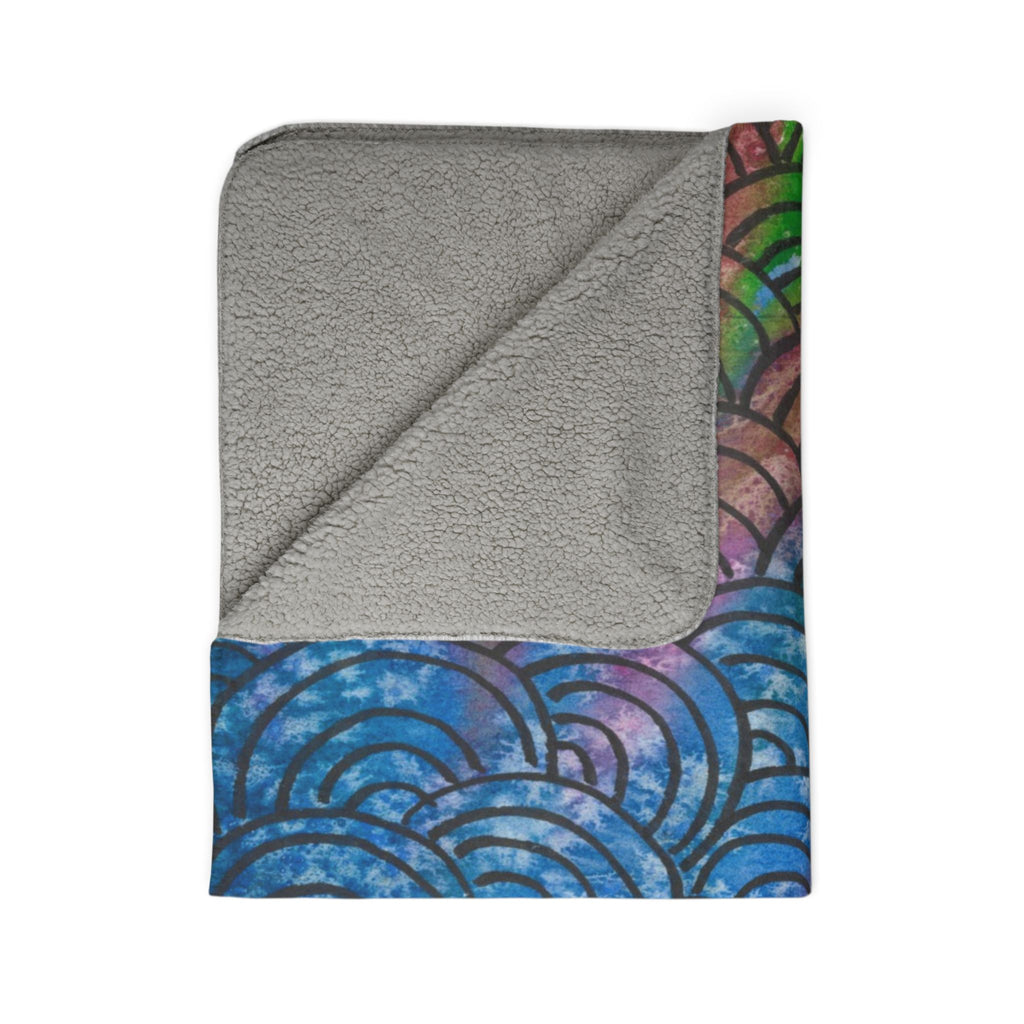 Fleece Throw Blanket, Textured Sherpa Underside, Hemmed, 2 Sizes. Colourful Abstract Design. Perfect for Bedroom, Living Room, or Special Gift #84 Ah The Past