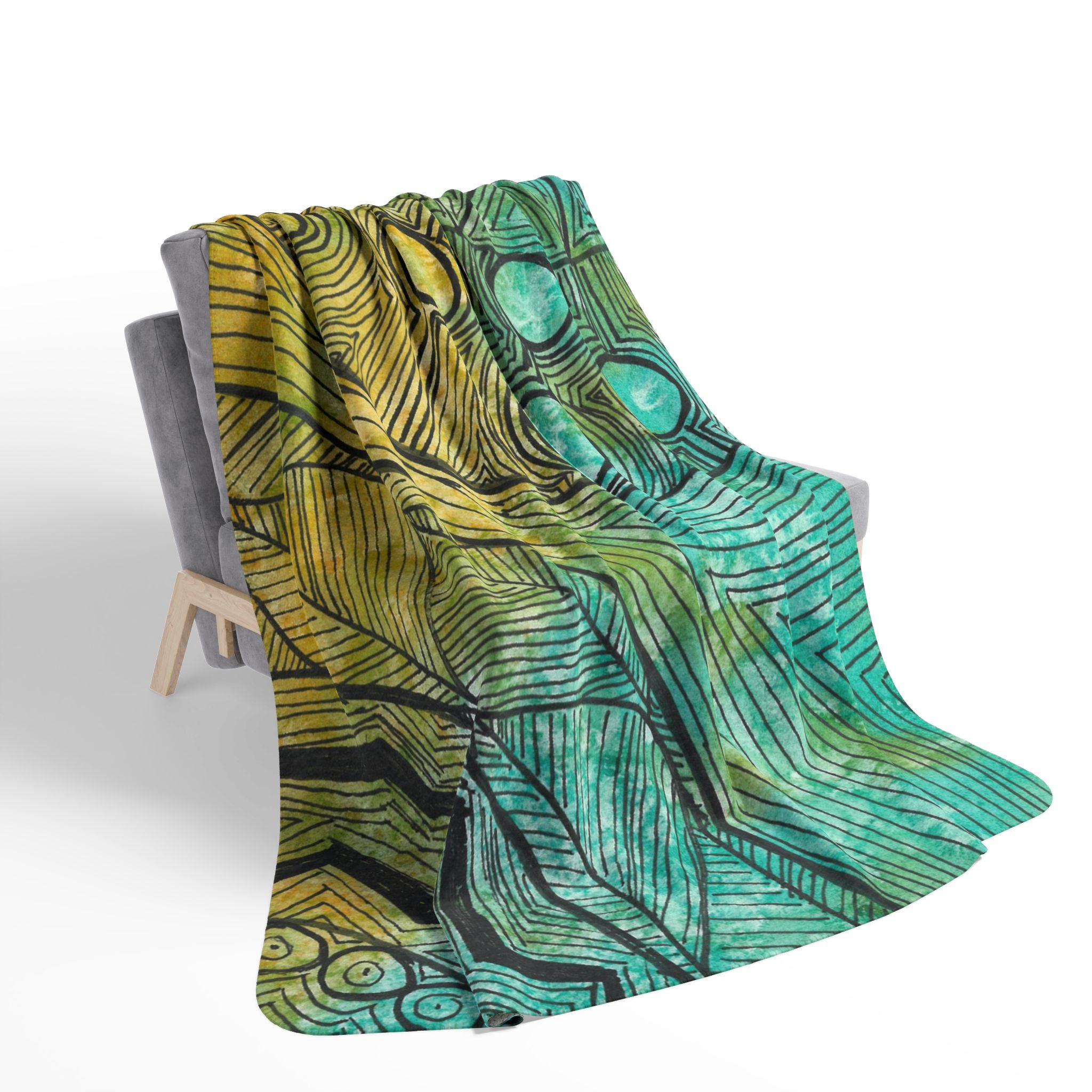 Fleece Throw Blanket, Textured Sherpa Underside, Hemmed, 2 Sizes. Colourful Abstract Design. Perfect for Bedroom, Living Room, or Special Gift #27 Come What May