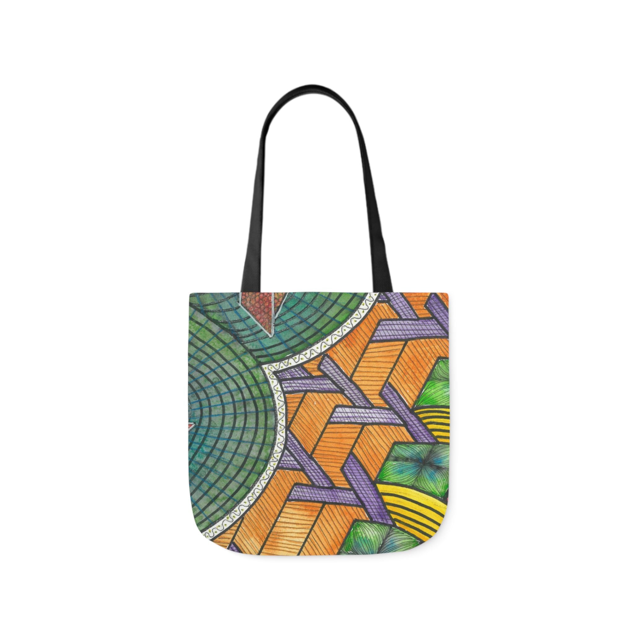 Canvas Tote Bags, Colourful Abstract Designs, 5-Color Straps, 3 Sizes.  For Family and friends or a Special Gift #31 T'Eye Land