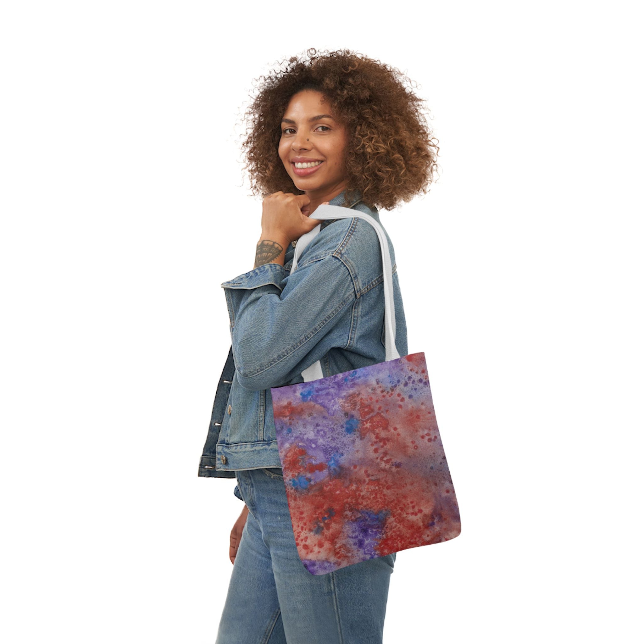 Canvas Tote Bags, Colourful Abstract Designs, 5-Color Straps, 3 Sizes.  For Family and friends or a Special Gift #51 In The Beginning