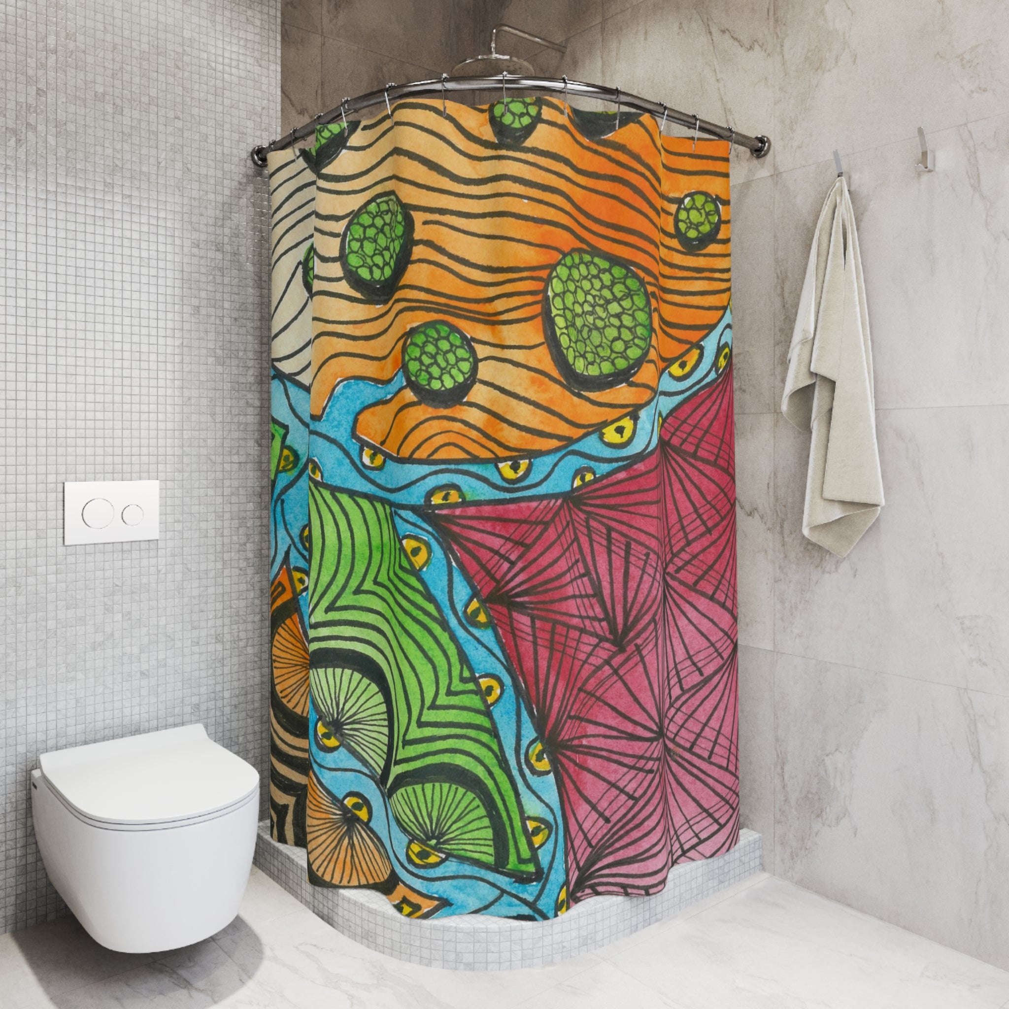 Beautiful Shower Curtains to Refresh Your Bathroom. Colourful Abstract Designs. Perfect For Your Bathroom or Special House-Warming Gift #11 Today's The Day