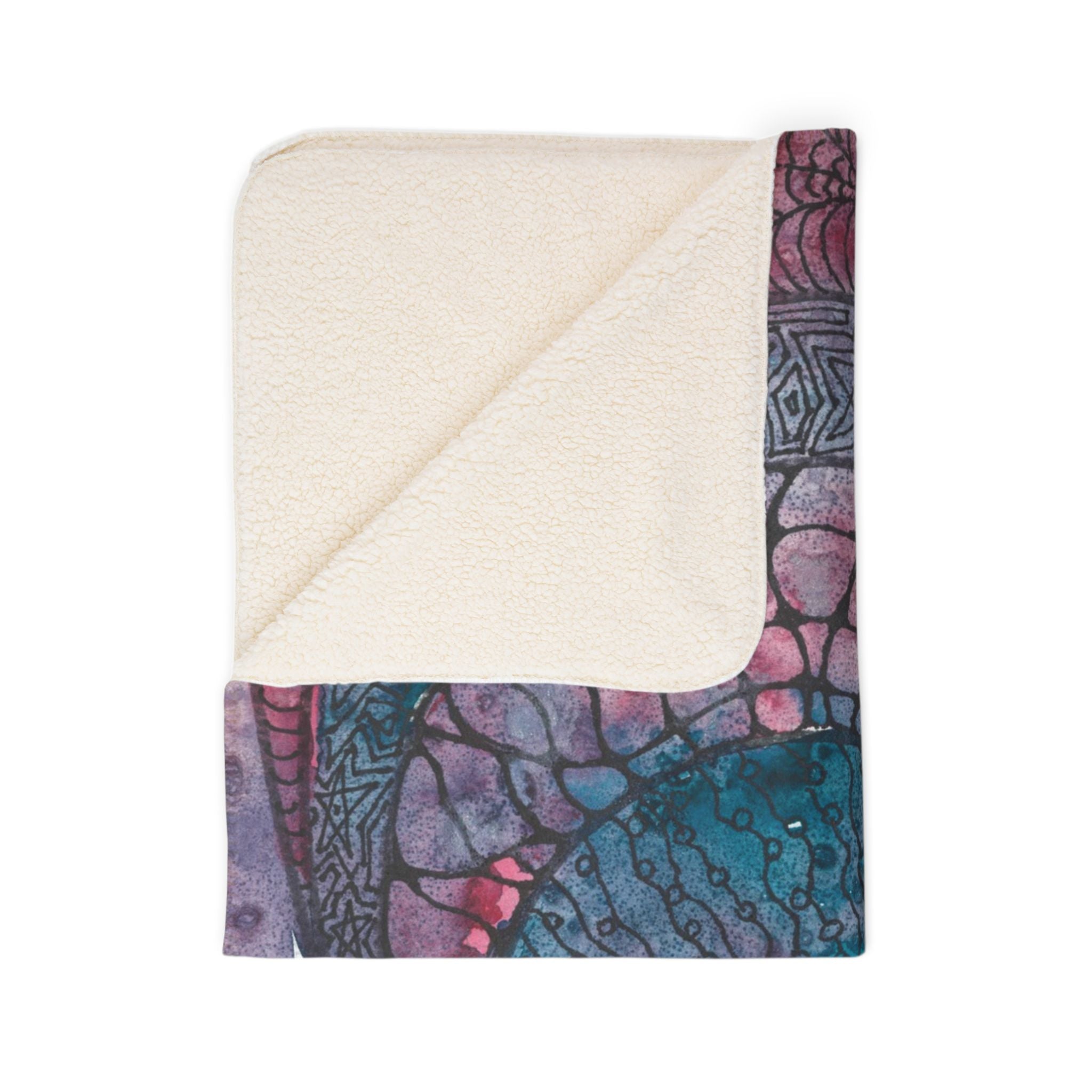 Fleece Throw Blanket, Textured Sherpa Underside, Hemmed, 2 Sizes. Colourful Abstract Design. Perfect for Bedroom, Living Room, or Special Gift #92 The Goddess Lives