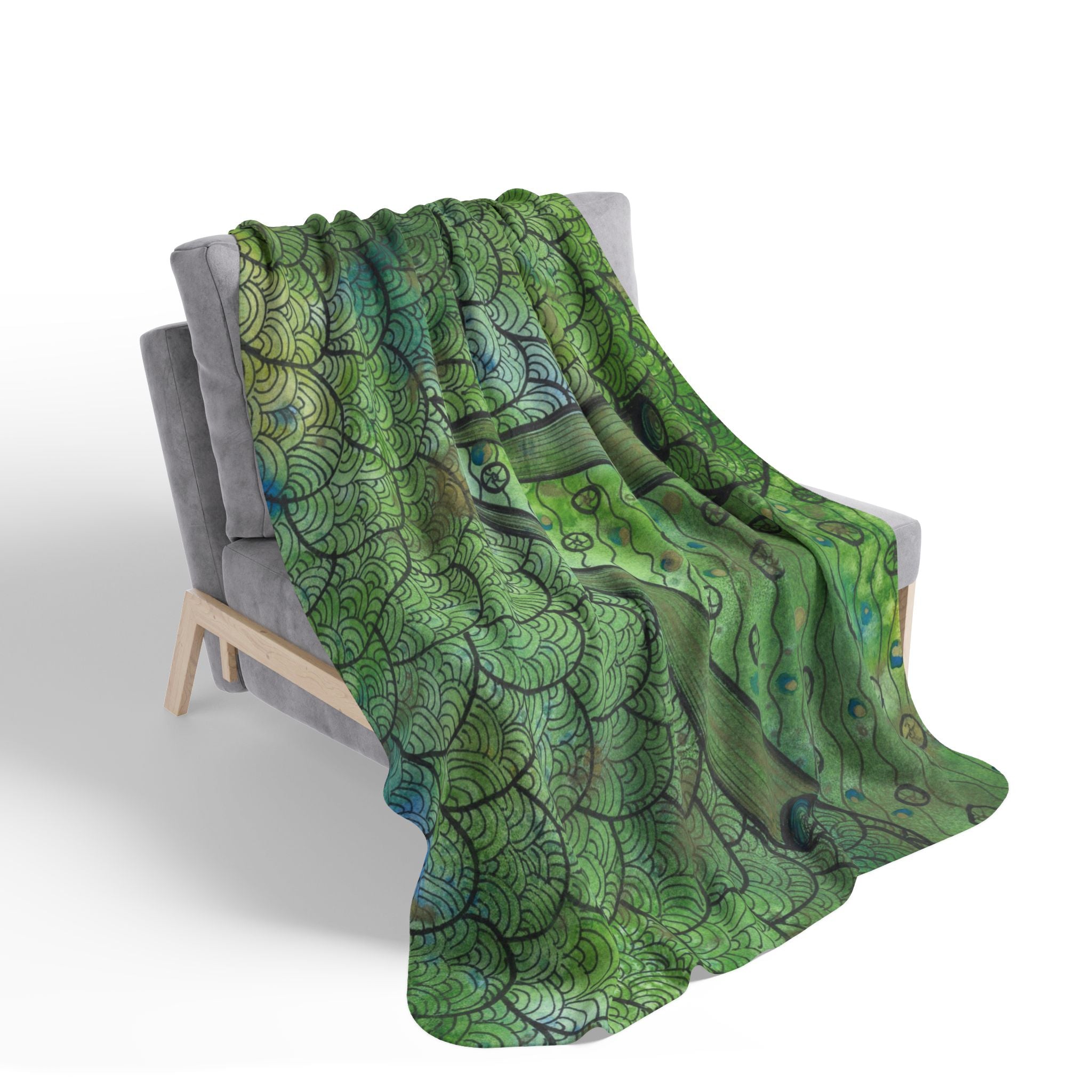 Fleece Throw Blanket, Textured Sherpa Underside, Hemmed, 2 Sizes. Colourful Abstract Design. Perfect for Bedroom, Living Room, or Special Gift #69 New Horizons