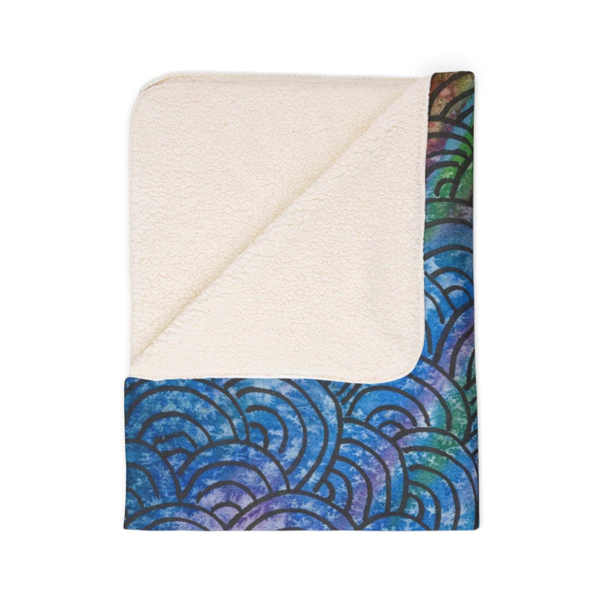 Fleece Throw Blanket, Textured Sherpa Underside, Hemmed, 2 Sizes. Colourful Abstract Design. Perfect for Bedroom, Living Room, or Special Gift #84 Ah The Past