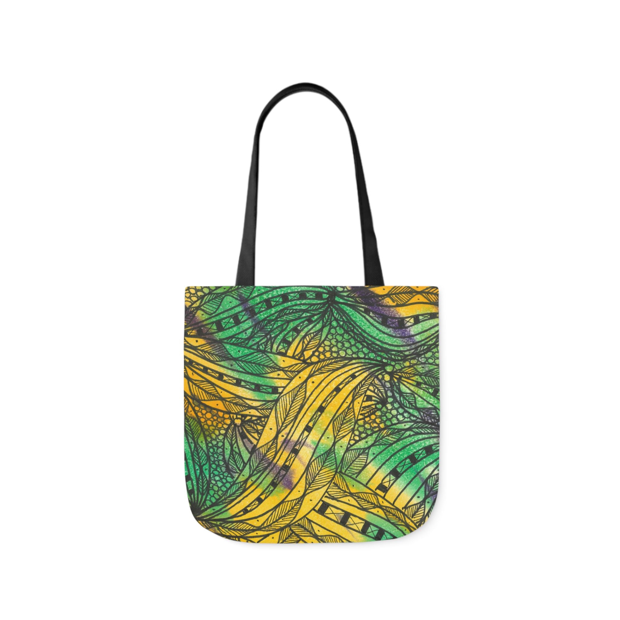 Canvas Tote Bags, Colourful Abstract Designs, 5-Color Straps, 3 Sizes.  For Family and friends or a Special Gift #37 Shrubbery