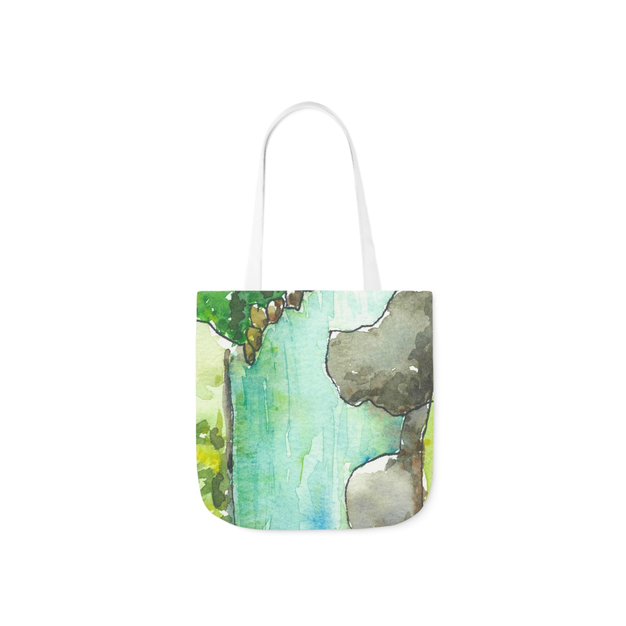 Canvas Tote Bags, Colourful Abstract Designs, 5-Color Straps, 3 Sizes.  For Family and friends or a Special Gift #88 Tara River