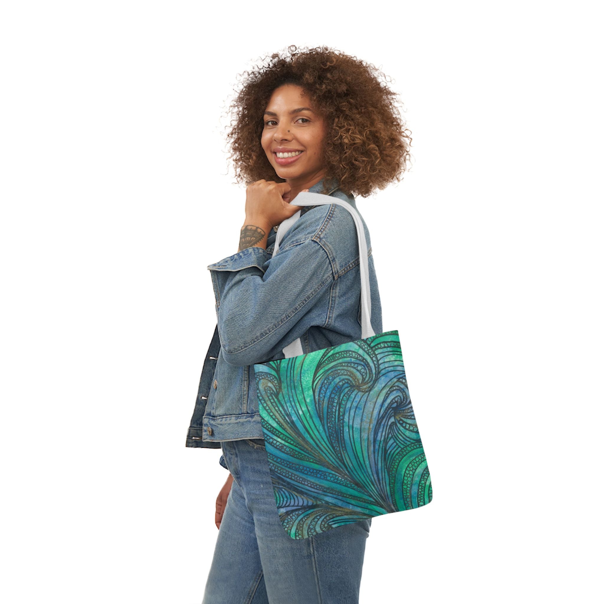 Canvas Tote Bags, Colourful Abstract Designs, 5-Color Straps, 3 Sizes.  For Family and friends or a Special Gift #71 Call Of The Sea