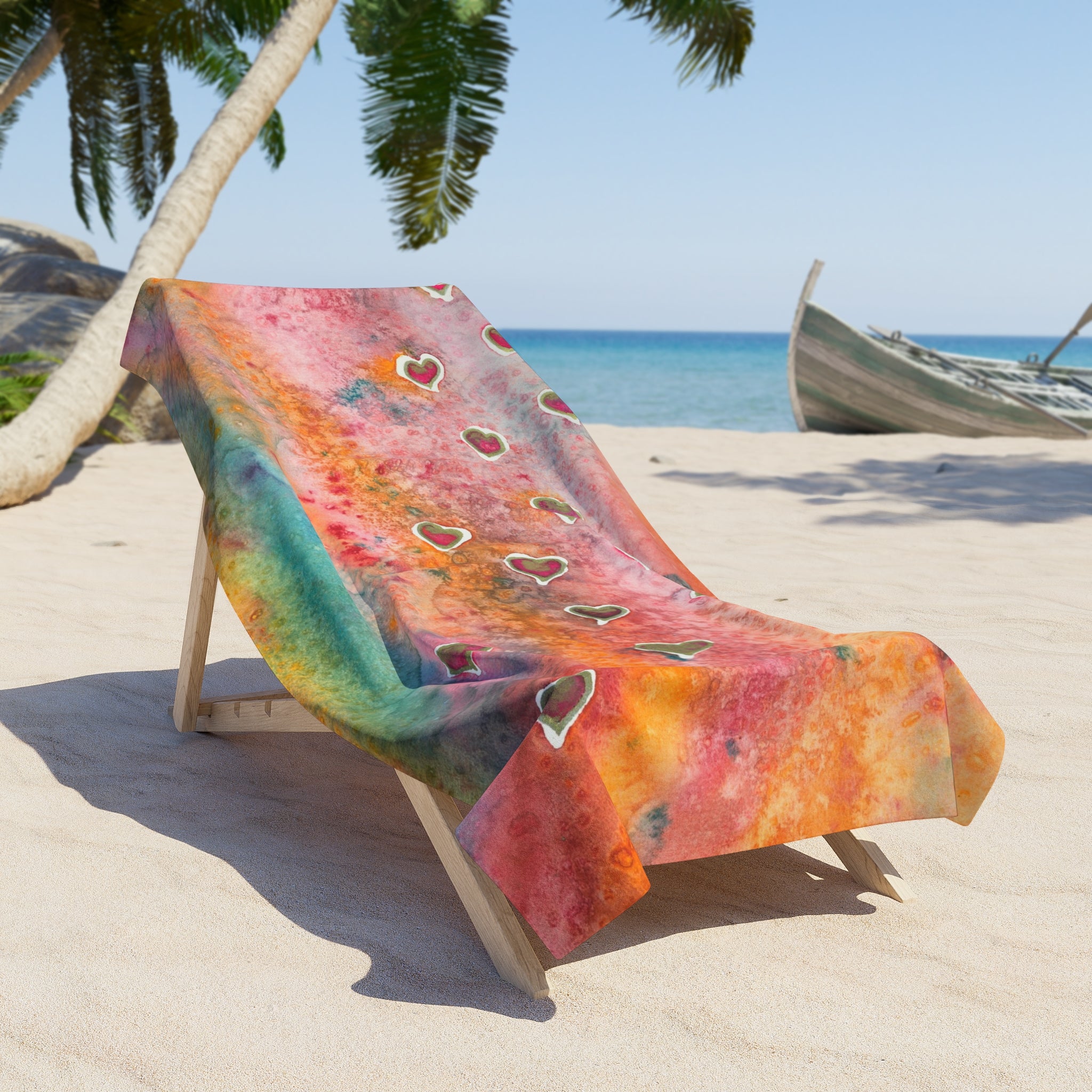 Colourful Abstract Beach Towels, Cotton Loop backing for Durability, 2 Sizes.  For Family and friends or a Special Gift #96 Love Friendship Integrity