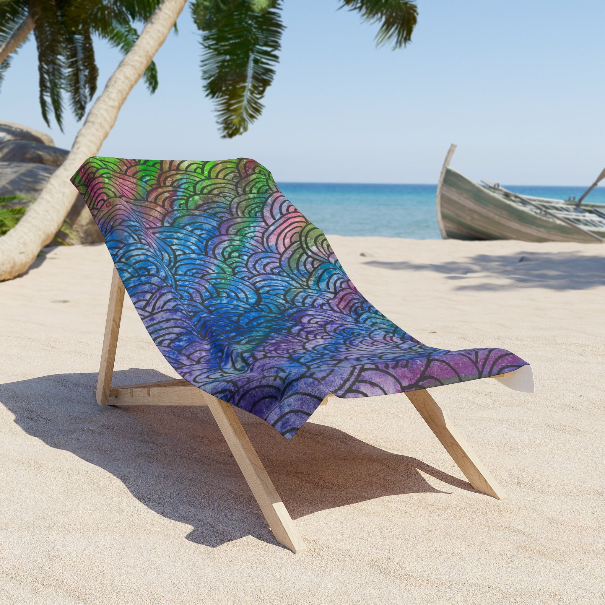 Colourful Abstract Beach Towels, Cotton Loop backing for Durability, 2 Sizes.  For Family and friends or a Special Gift #84 Ah The Past