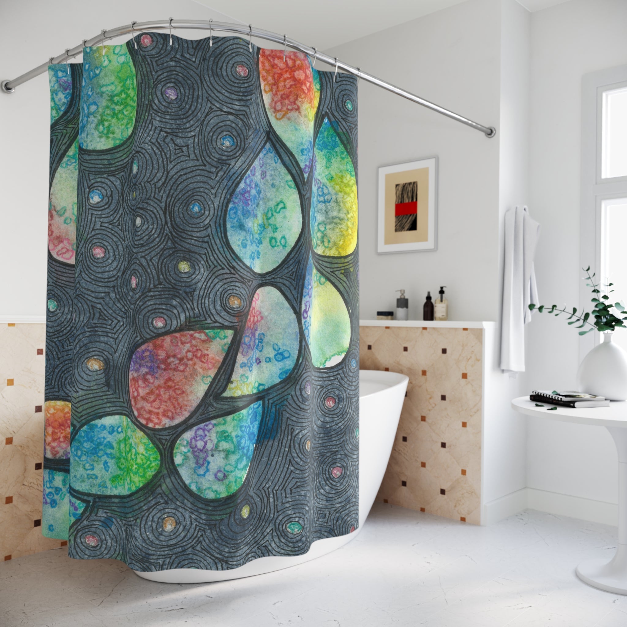 Beautiful Shower Curtains to Refresh Your Bathroom. Colourful Abstract Designs. Perfect For Your Bathroom or Special House-Warming Gift #30 Give Us A Minute