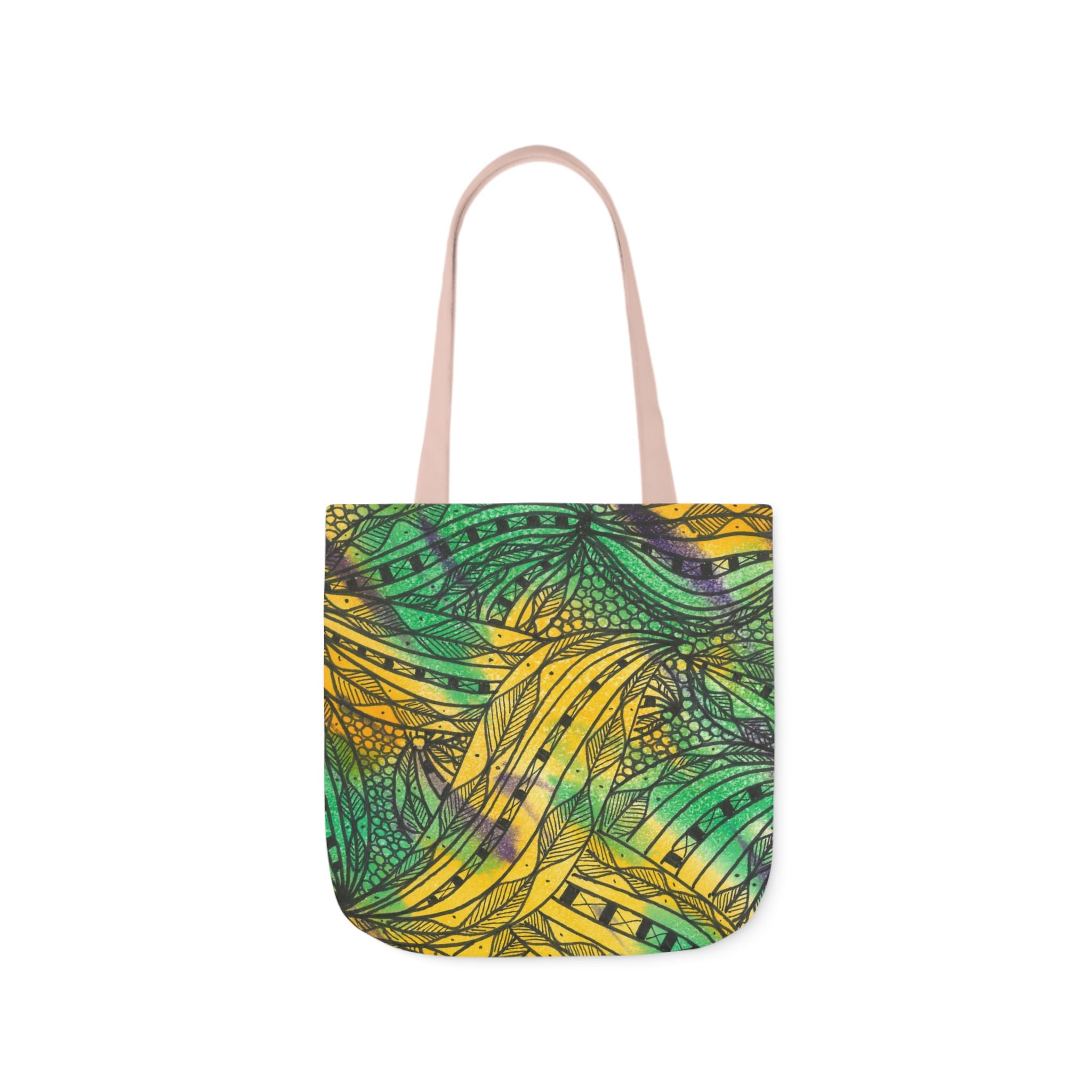 Canvas Tote Bags, Colourful Abstract Designs, 5-Color Straps, 3 Sizes.  For Family and friends or a Special Gift #37 Shrubbery