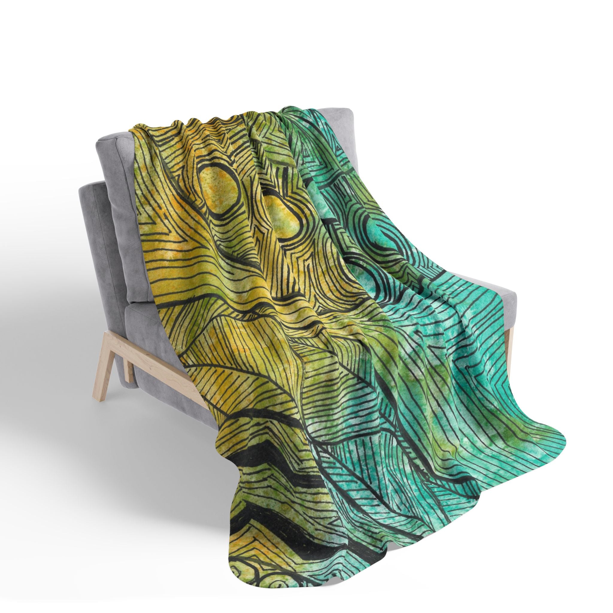 Fleece Throw Blanket, Textured Sherpa Underside, Hemmed, 2 Sizes. Colourful Abstract Design. Perfect for Bedroom, Living Room, or Special Gift #27 Come What May