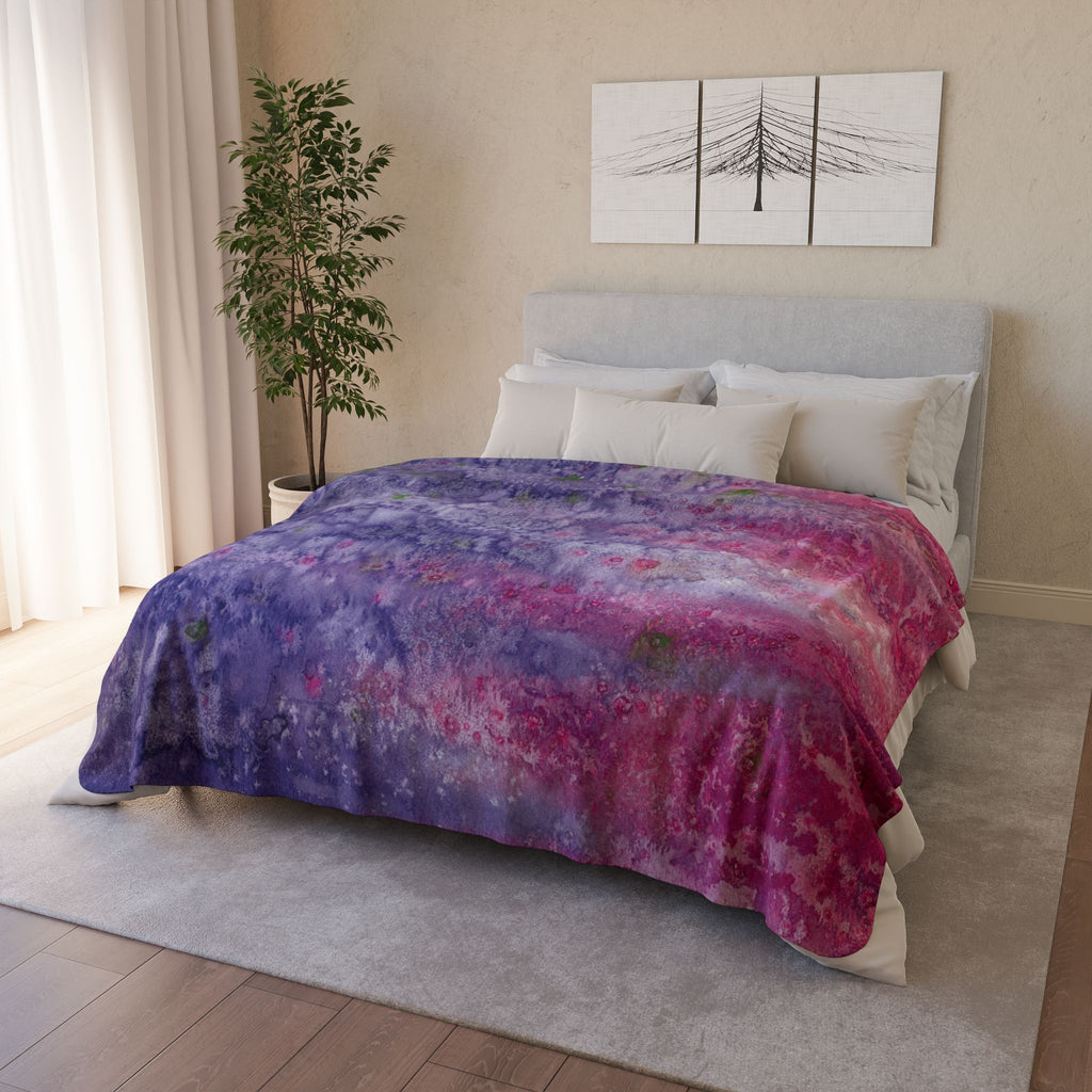 Fleece Throw Blanket, Textured Sherpa Underside, Hemmed, 2 Sizes. Colourful Abstract Design. Perfect for Bedroom, Living Room, or Special Gift #86 Birthday Fairies