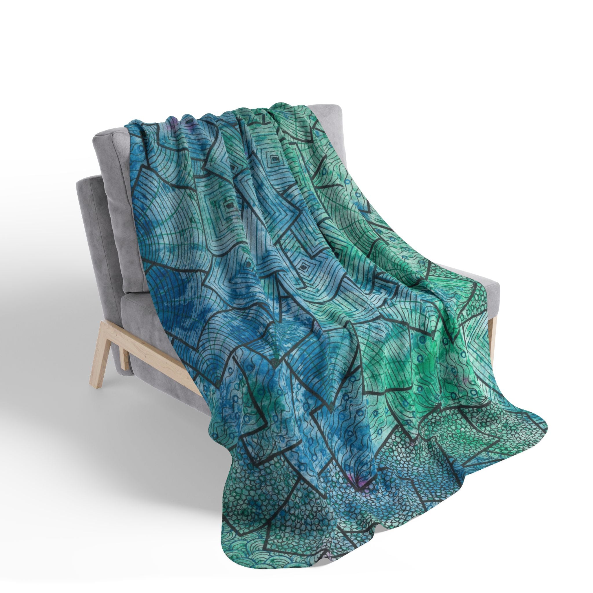 Fleece Throw Blanket, Textured Sherpa Underside, Hemmed, 2 Sizes. Colourful Abstract Design. Perfect for Bedroom, Living Room, or Special Gift #65 And The AnswerIs