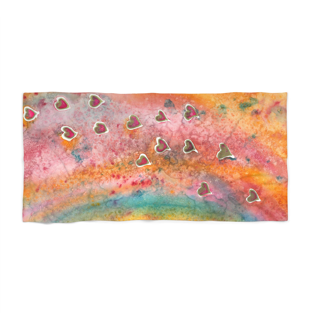 Colourful Abstract Beach Towels, Cotton Loop backing for Durability, 2 Sizes.  For Family and friends or a Special Gift #96 Love Friendship Integrity