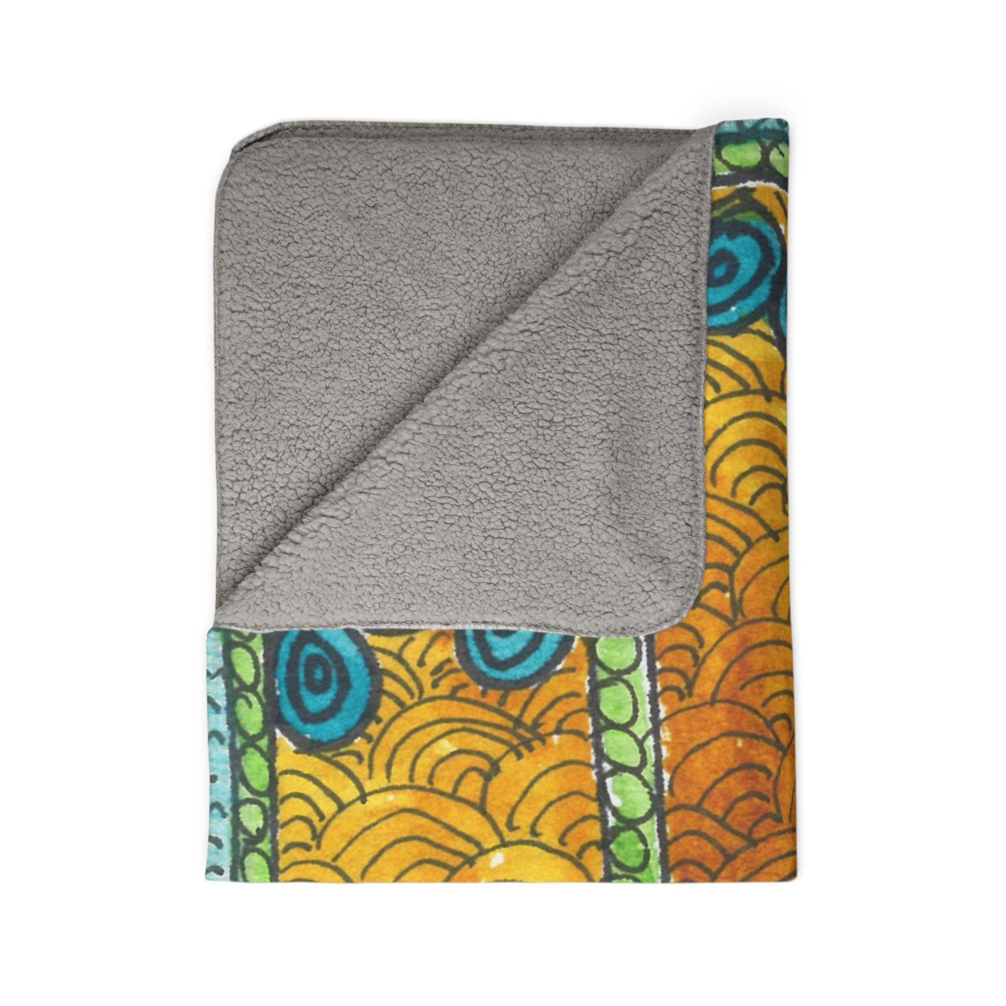 Fleece Throw Blanket, Textured Sherpa Underside, Hemmed, 2 Sizes. Colourful Abstract Design. Perfect for Bedroom, Living Room, or Special Gift #87 Belgrade Impressions