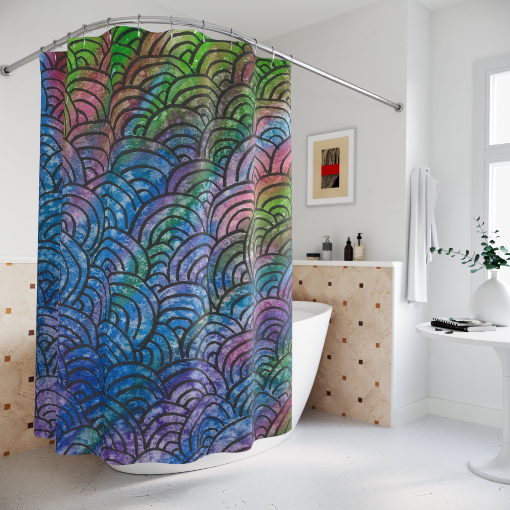 Beautiful Shower Curtains to Refresh Your Bathroom. Colourful Abstract Designs. Perfect For Your Bathroom or Special House-Warming Gift #84 Ah The Past