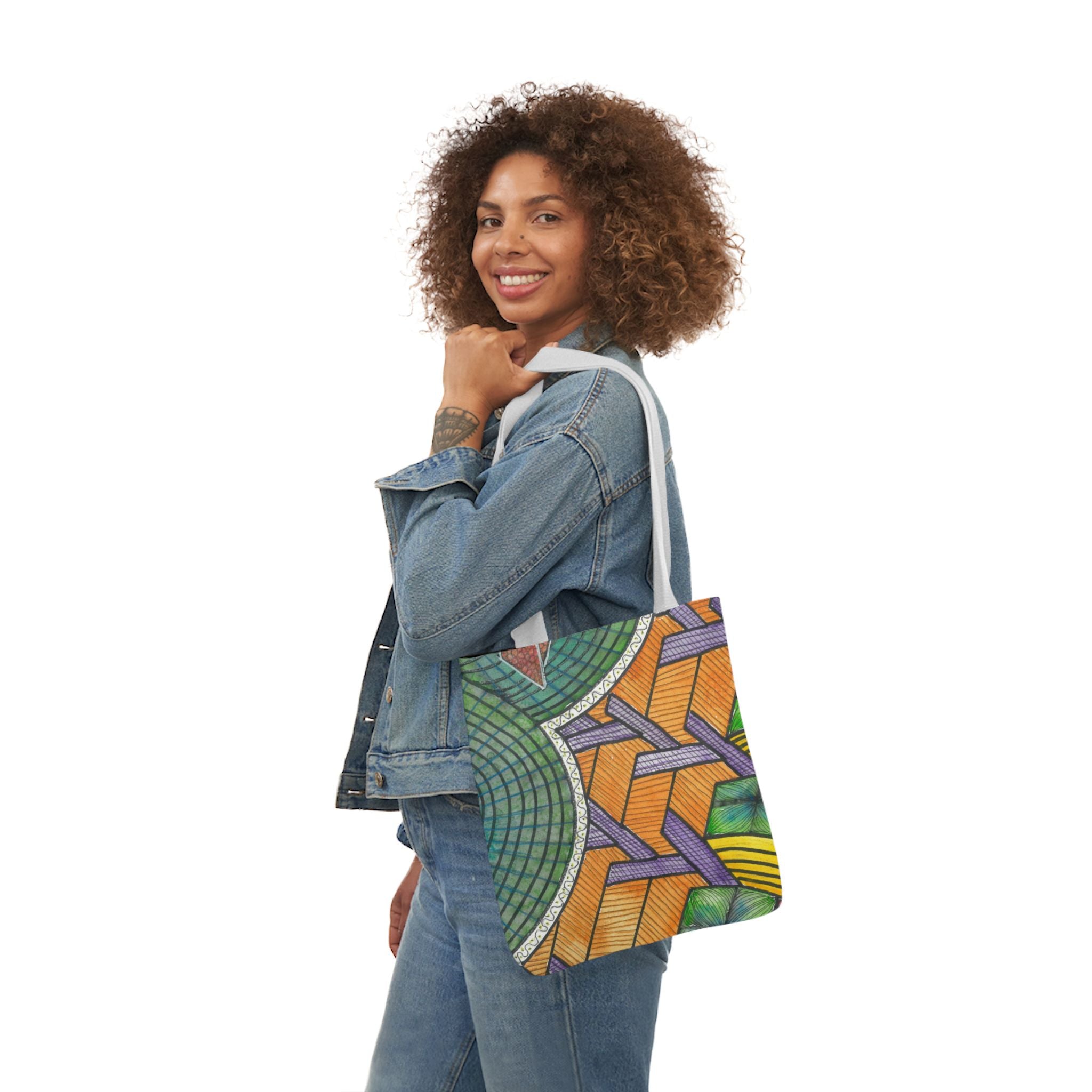 Canvas Tote Bags, Colourful Abstract Designs, 5-Color Straps, 3 Sizes.  For Family and friends or a Special Gift #31 T'Eye Land