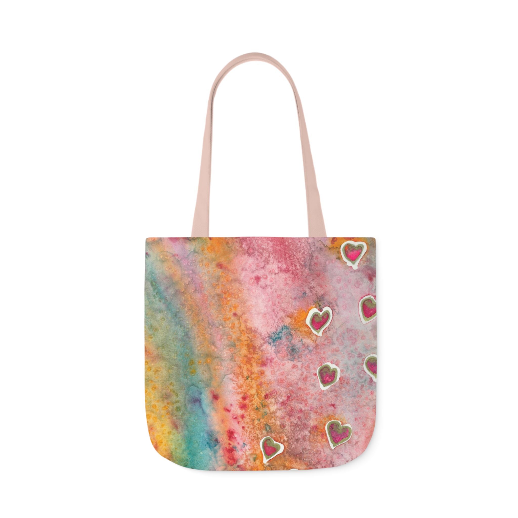 Canvas Tote Bags, Colourful Abstract Designs, 5-Color Straps, 3 Sizes.  For Family and friends or a Special Gift #96 Love Friendship Integrity