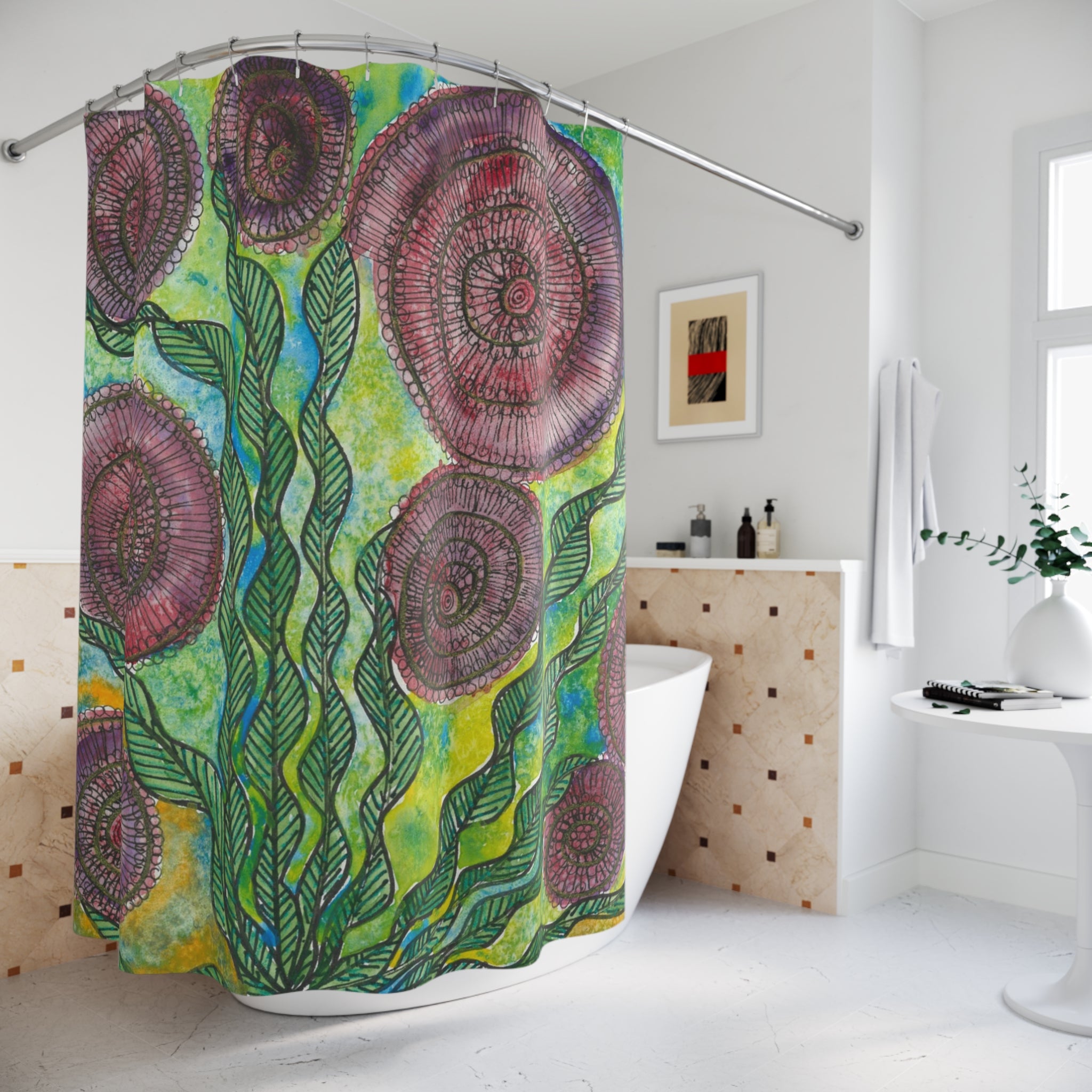 Beautiful Shower Curtains to Refresh Your Bathroom. Colourful Abstract Designs. Perfect For Your Bathroom or Special House-Warming Gift #35 Beetroot To Yourself