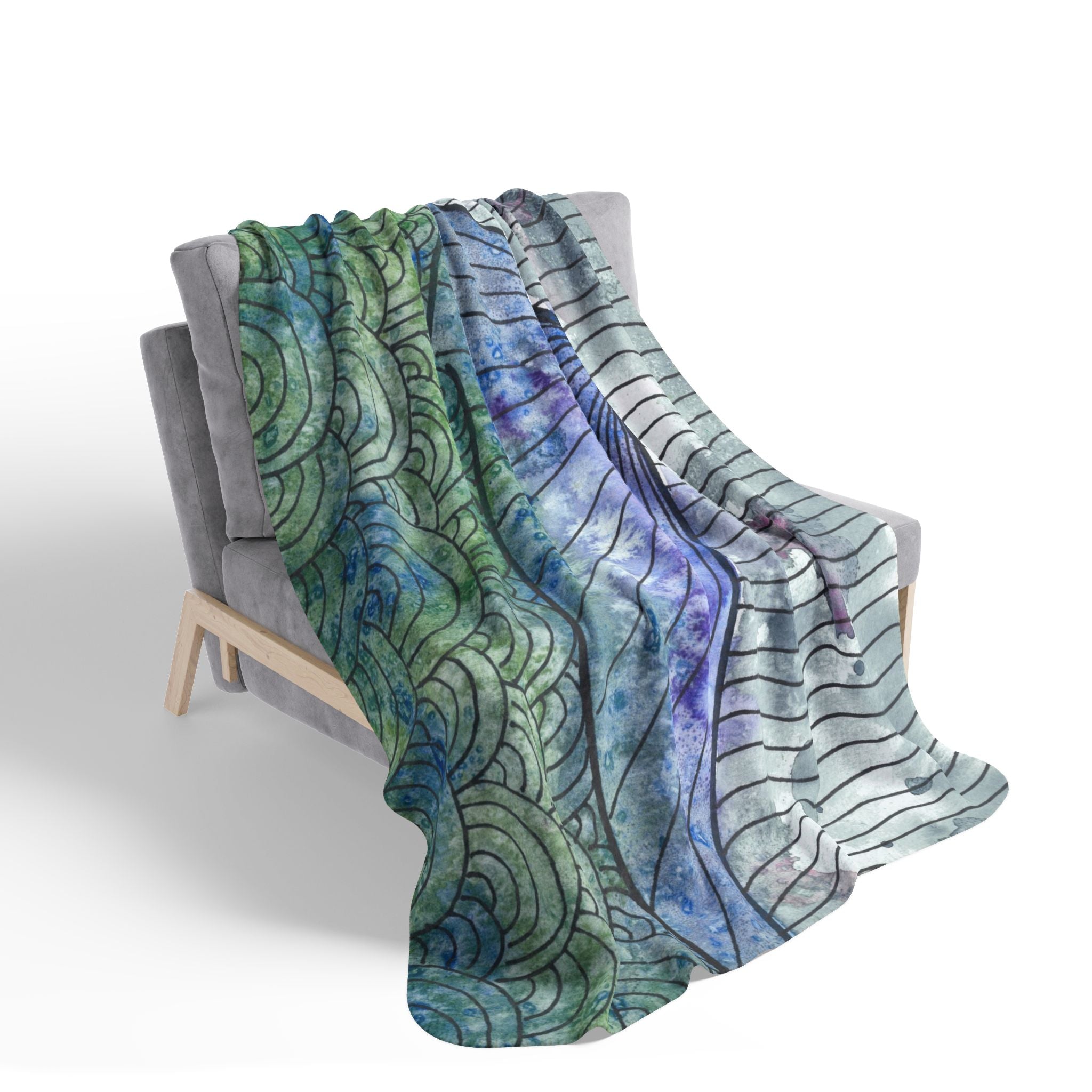 Fleece Throw Blanket, Textured Sherpa Underside, Hemmed, 2 Sizes. Colourful Abstract Design. Perfect for Bedroom, Living Room, or Special Gift #90 Rtanj Pyramid