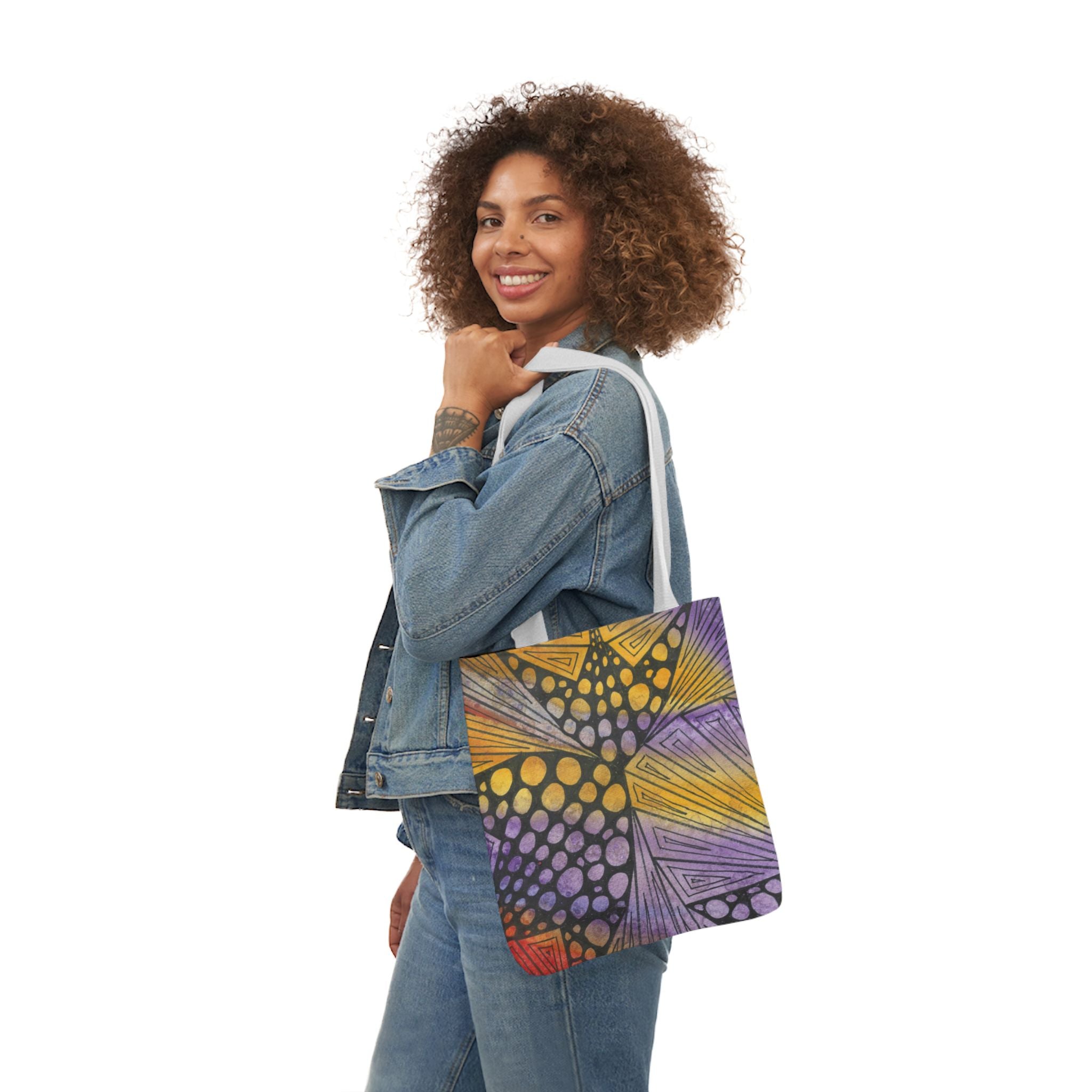 Canvas Tote Bags, Colourful Abstract Designs, 5-Color Straps, 3 Sizes.  For Family and friends or a Special Gift #82 Fighting Delusions