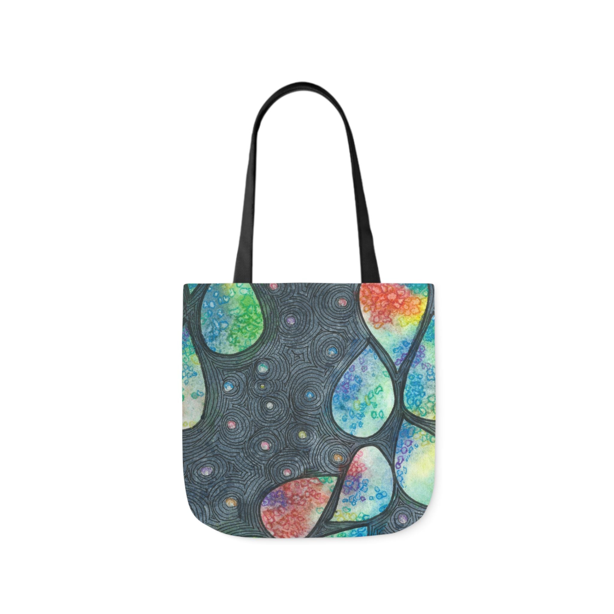 Canvas Tote Bags, Colourful Abstract Designs, 5-Color Straps, 3 Sizes.  For Family and friends or a Special Gift #30 Give Us A Minute