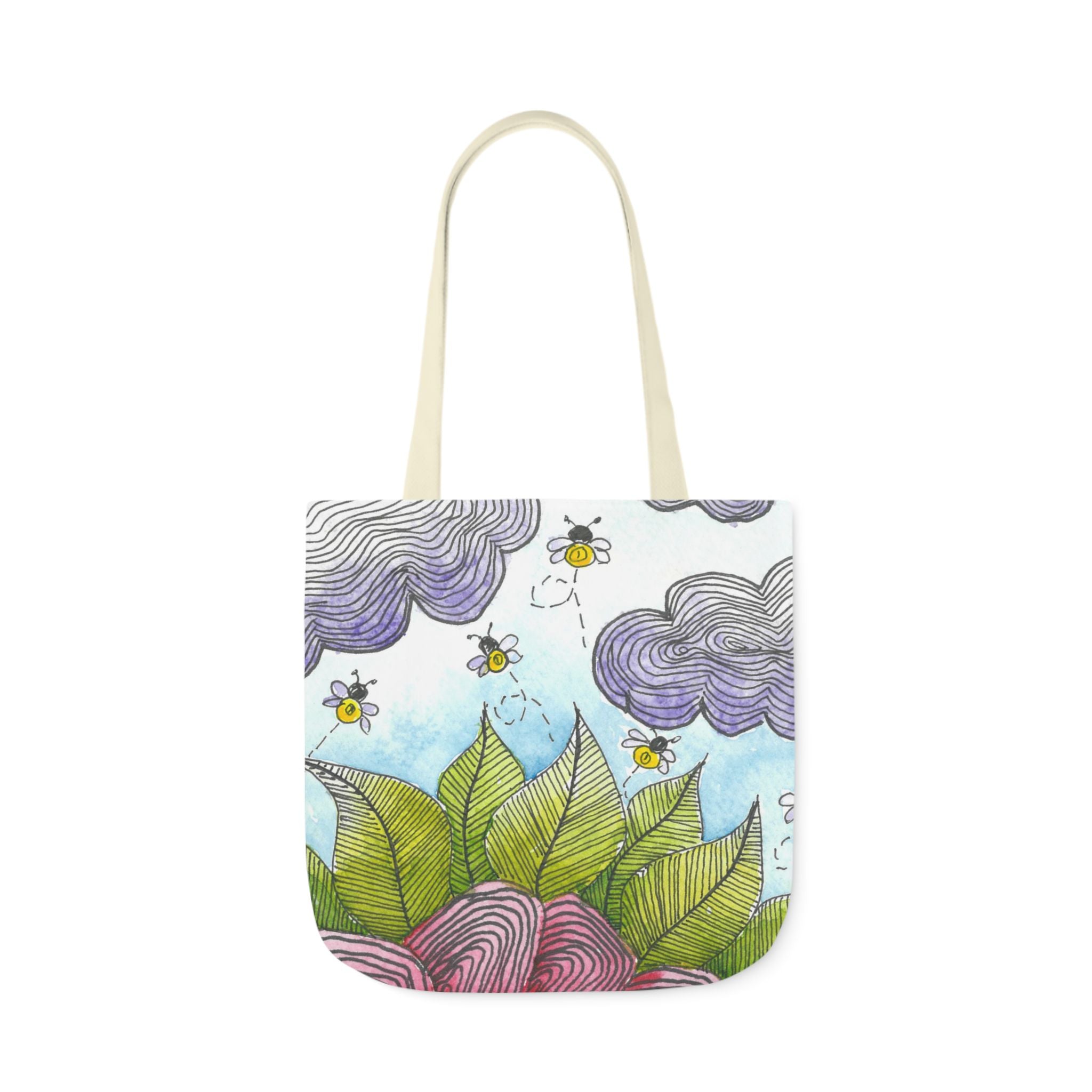 Canvas Tote Bags, Colourful Abstract Designs, 5-Color Straps, 3 Sizes.  For Family and friends or a Special Gift #4 Bloom'n