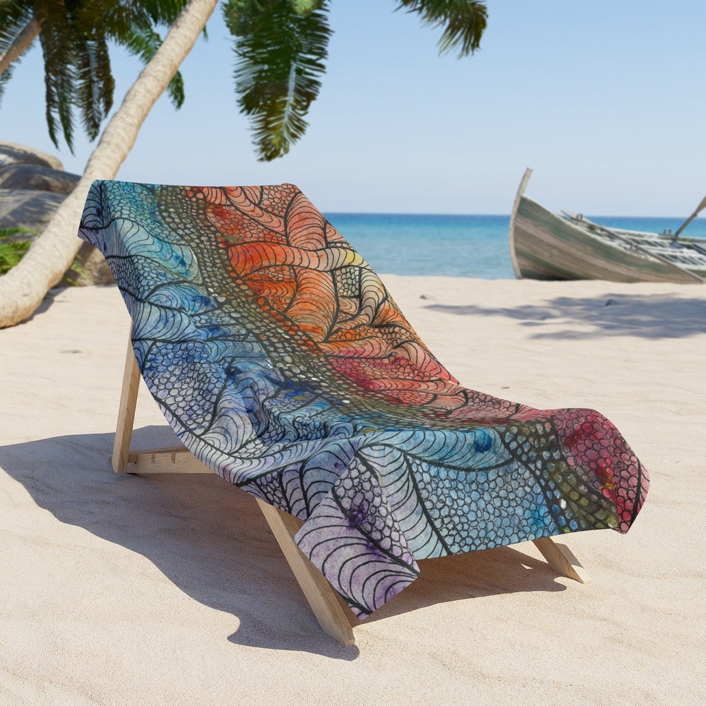 Colourful Abstract Beach Towels, Cotton Loop backing for Durability, 2 Sizes.  For Family and friends or a Special Gift #72 After The End