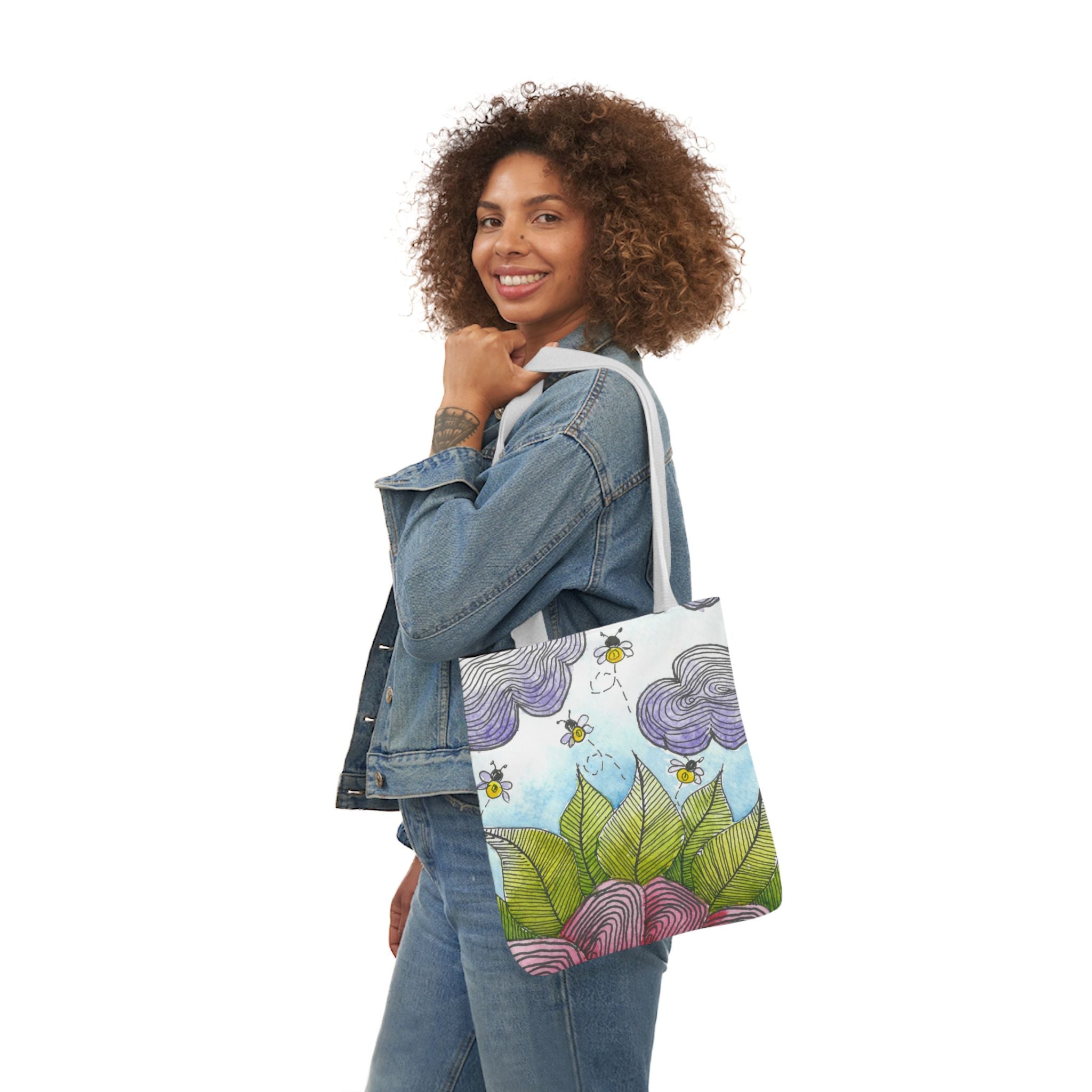 Canvas Tote Bags, Colourful Abstract Designs, 5-Color Straps, 3 Sizes.  For Family and friends or a Special Gift #4 Bloom'n