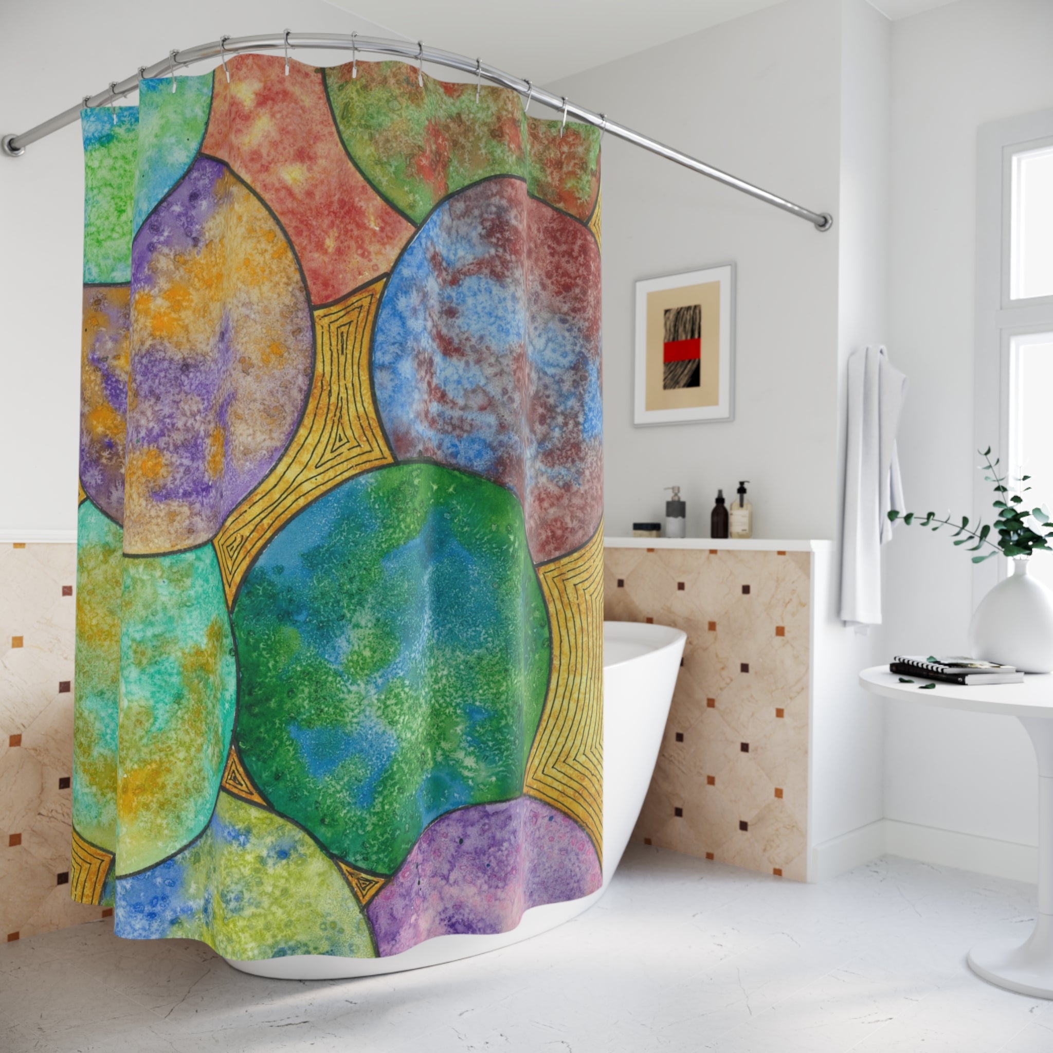 Beautiful Shower Curtains to Refresh Your Bathroom. Colourful Abstract Designs. Perfect For Your Bathroom or Special House-Warming Gift #61 Worlds Apart