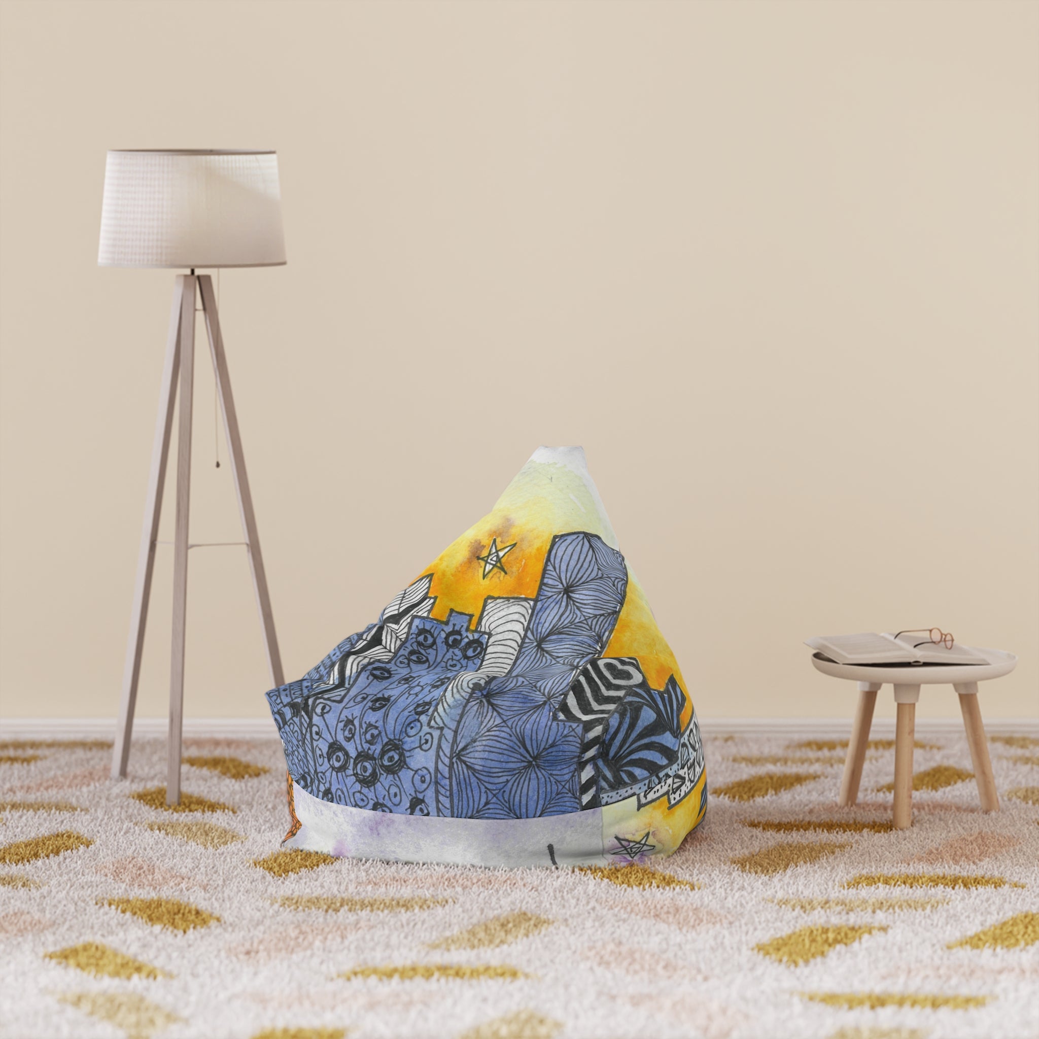 Bean Bag Chair Covers For Indoor & Outdoor Spaces - 2 Sizes - Exciting Abstract Design #5 In The Shadows