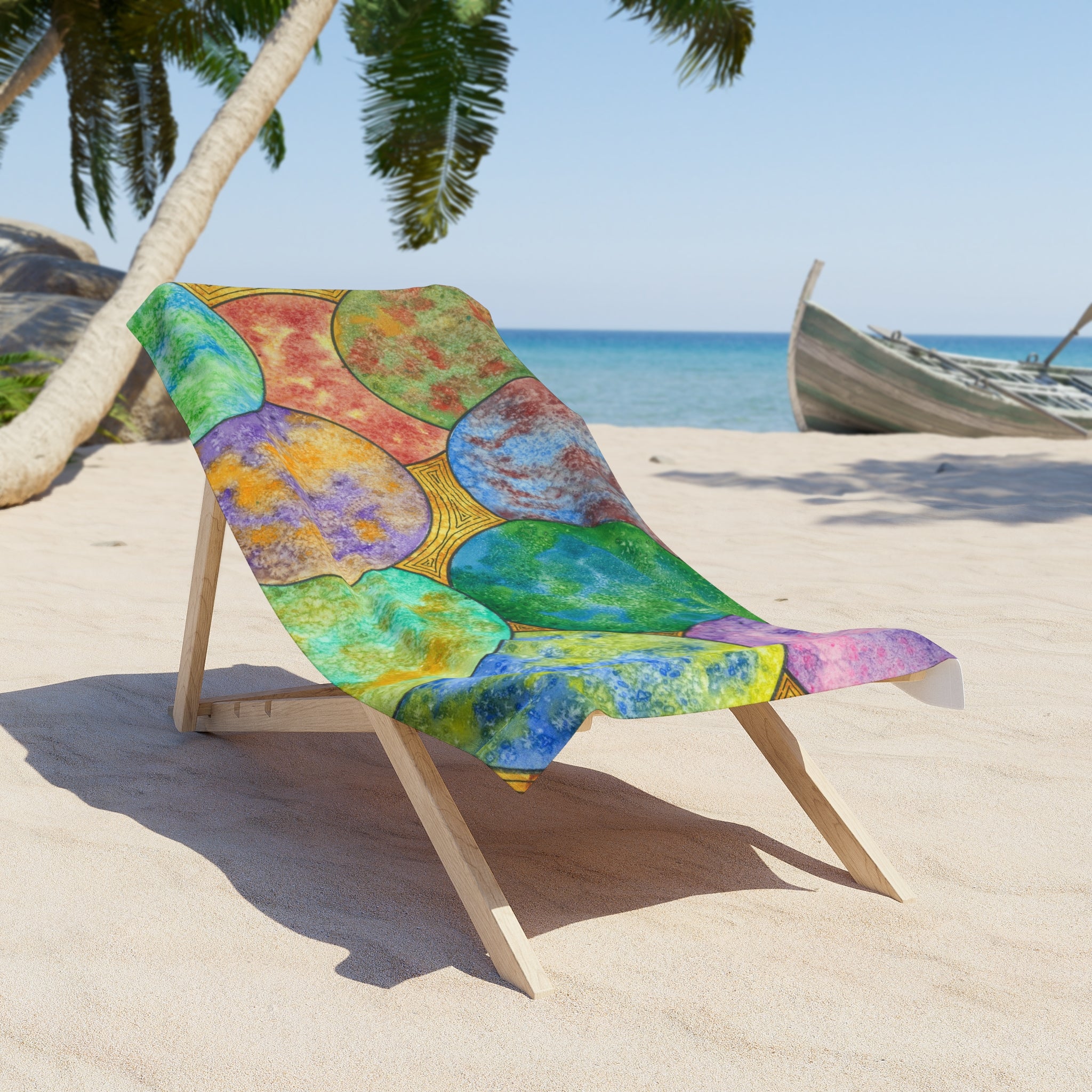 Colourful Abstract Beach Towels, Cotton Loop backing for Durability, 2 Sizes.  For Family and friends or a Special Gift #61 Worlds Apart