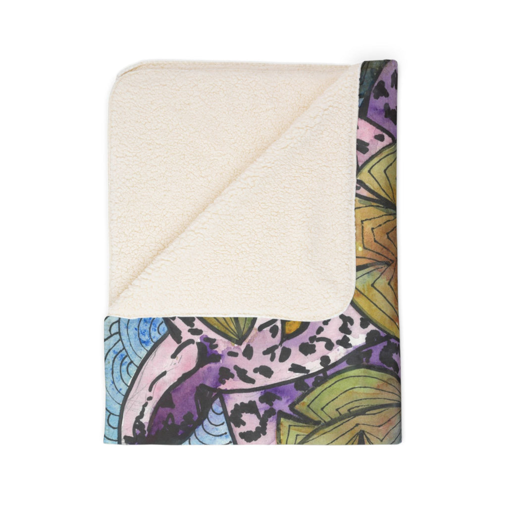 Fleece Throw Blanket, Textured Sherpa Underside, Hemmed, 2 Sizes. Colourful Abstract Design. Perfect for Bedroom, Living Room, or Special Gift #76 Purrfect Blend