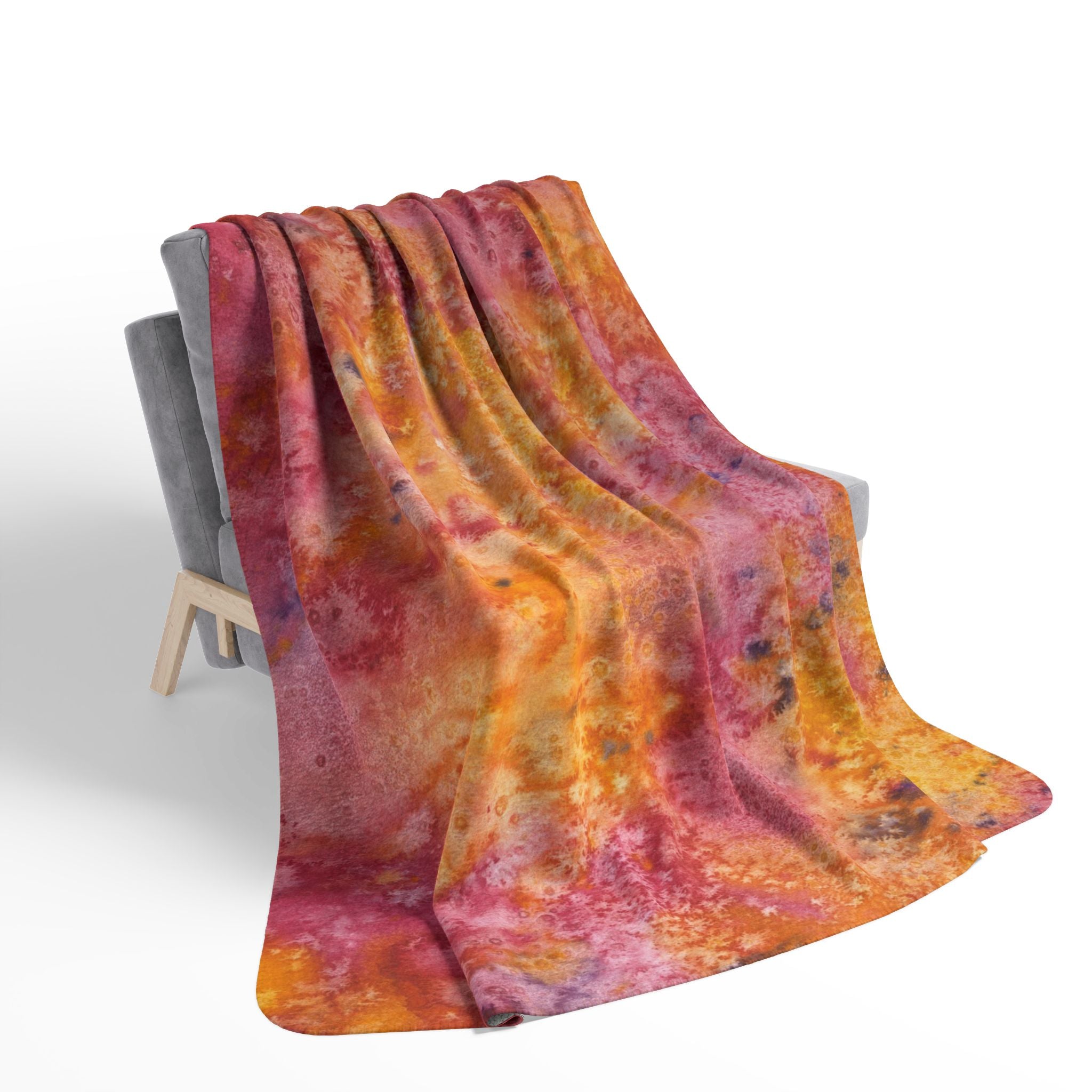 Fleece Throw Blanket, Textured Sherpa Underside, Hemmed, 2 Sizes. Colourful Abstract Design. Perfect for Bedroom, Living Room, or Special Gift #54 Heaven Can Wait