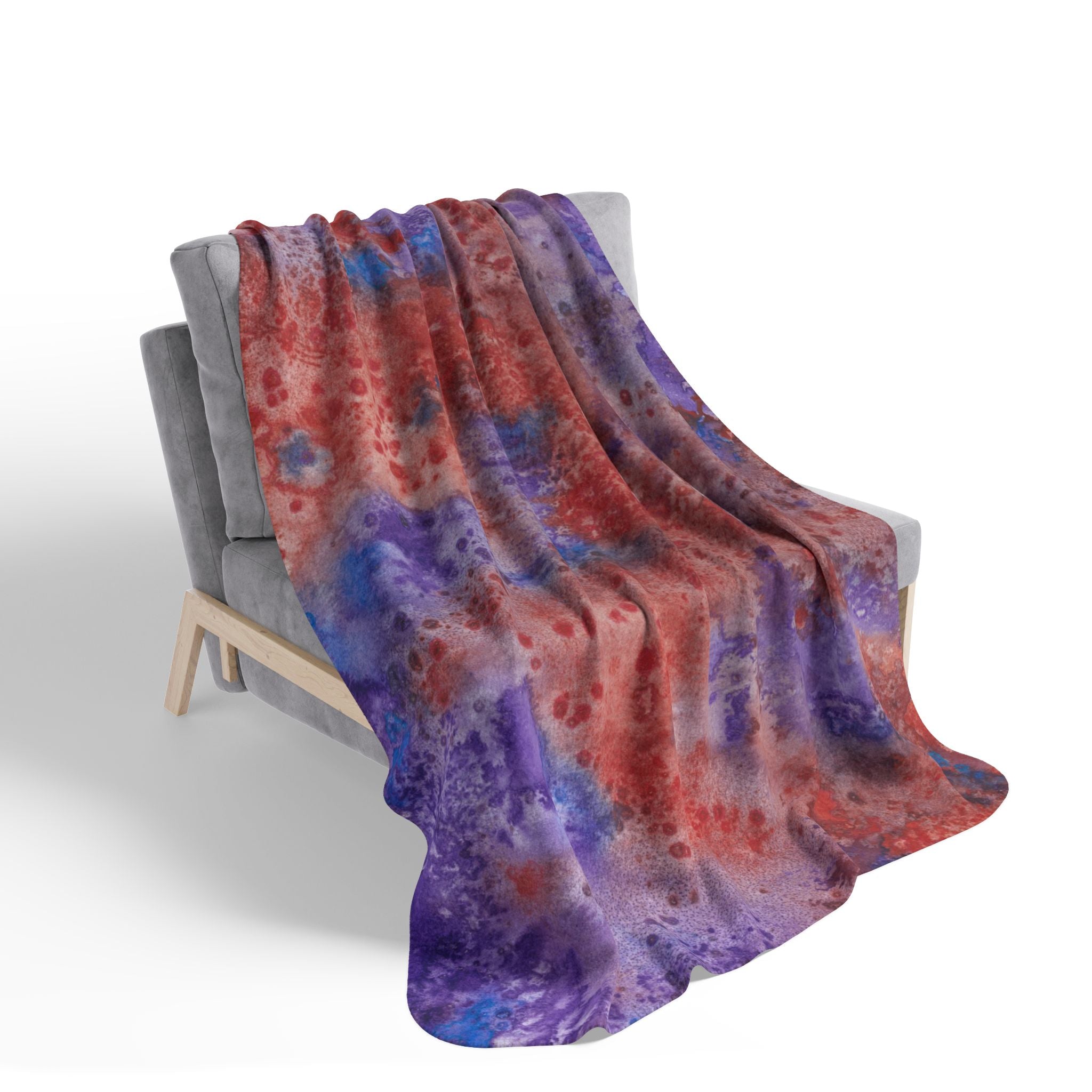 Fleece Throw Blanket, Textured Sherpa Underside, Hemmed, 2 Sizes. Colourful Abstract Design. Perfect for Bedroom, Living Room, or Special Gift #51 In The Beginning