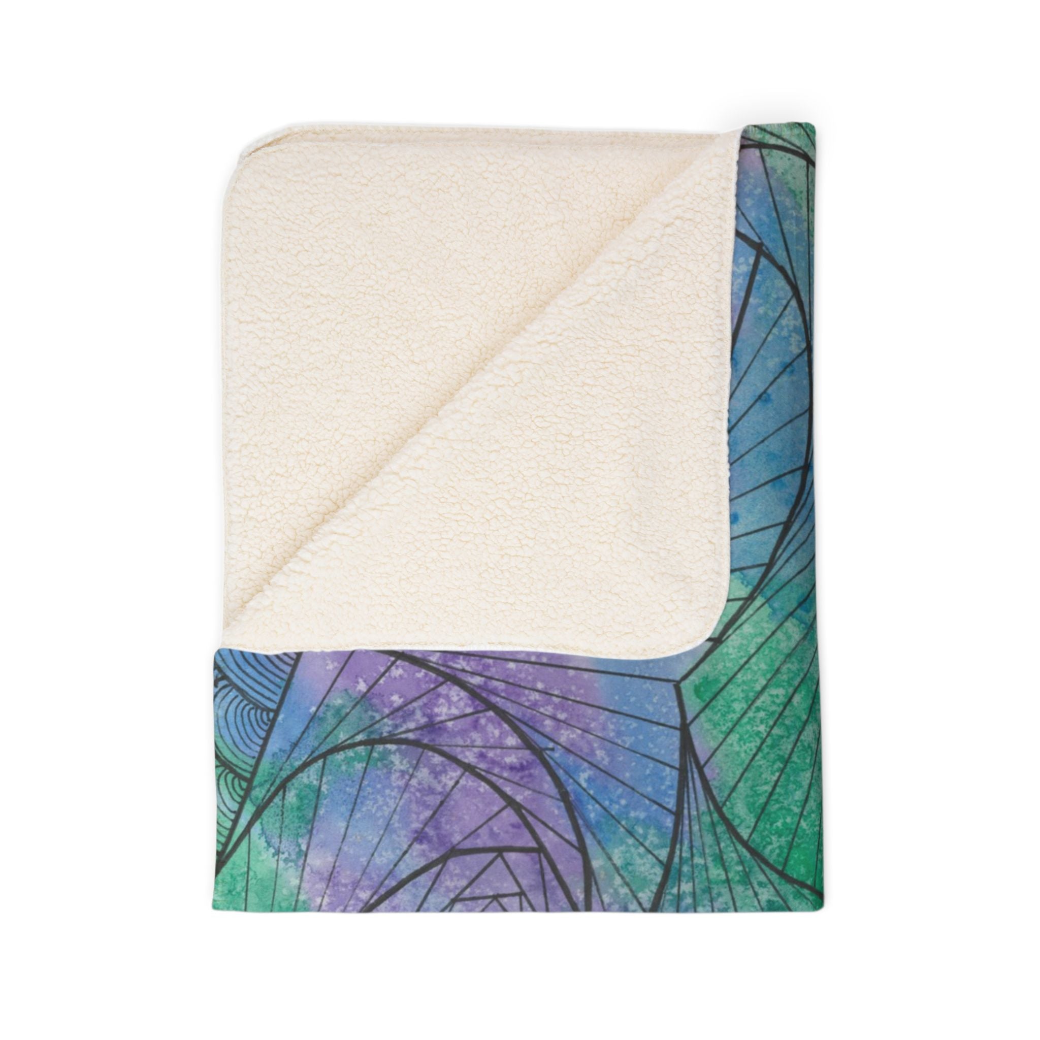 Fleece Throw Blanket, Textured Sherpa Underside, Hemmed, 2 Sizes. Colourful Abstract Design. Perfect for Bedroom, Living Room, or Special Gift #50 If Not Now When
