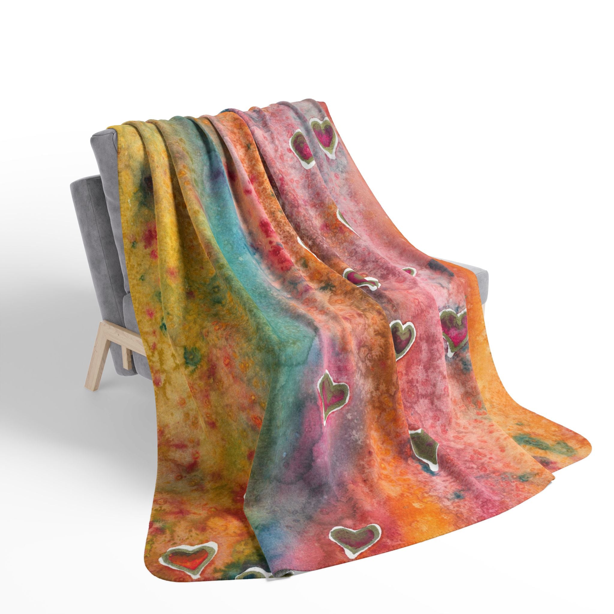 Fleece Throw Blanket, Textured Sherpa Underside, Hemmed, 2 Sizes. Colourful Abstract Design. Perfect for Bedroom, Living Room, or Special Gift #96 Love Friendship Integrity