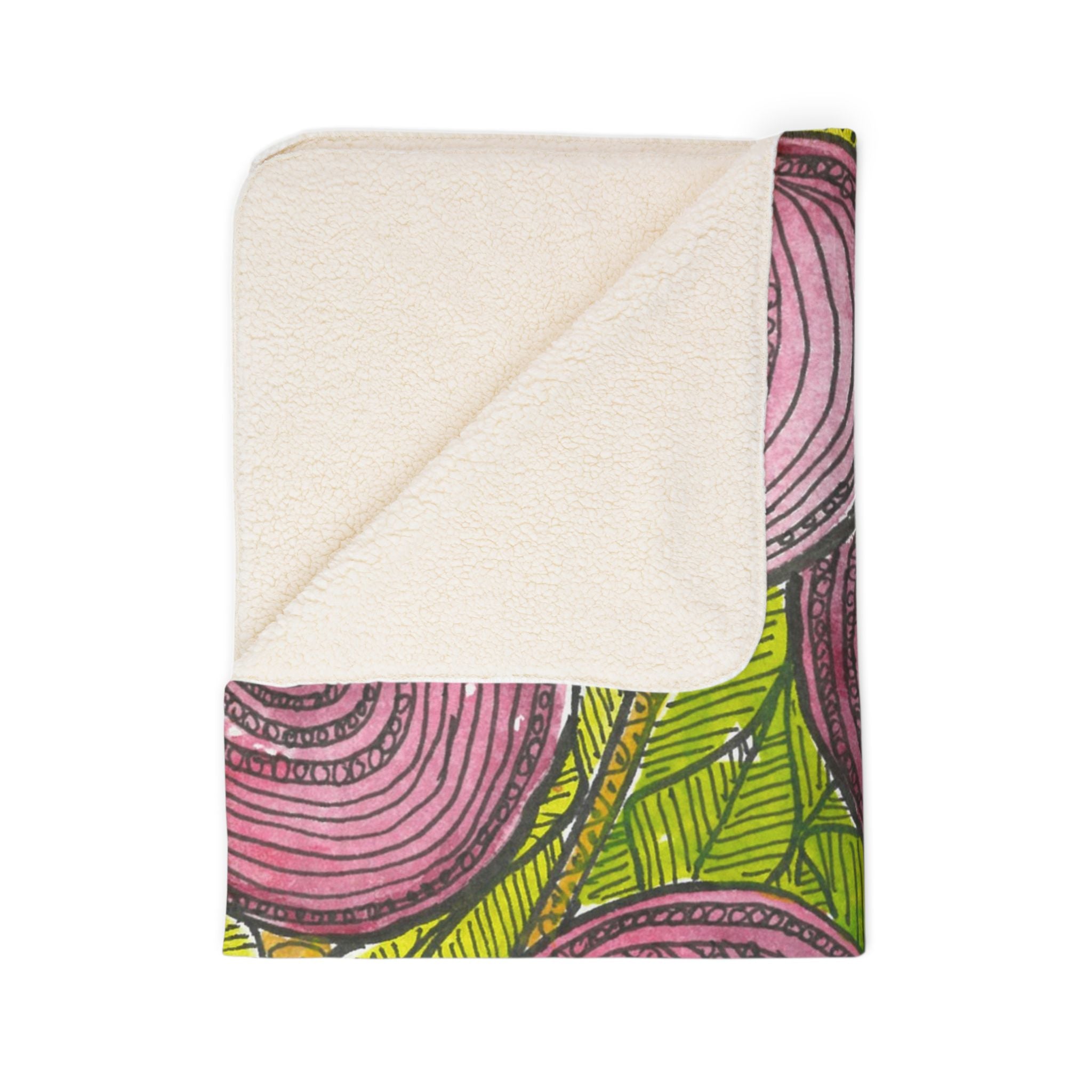 Fleece Throw Blanket, Textured Sherpa Underside, Hemmed, 2 Sizes. Colourful Abstract Design. Perfect for Bedroom, Living Room, or Special Gift #9 Spaced Blossoms