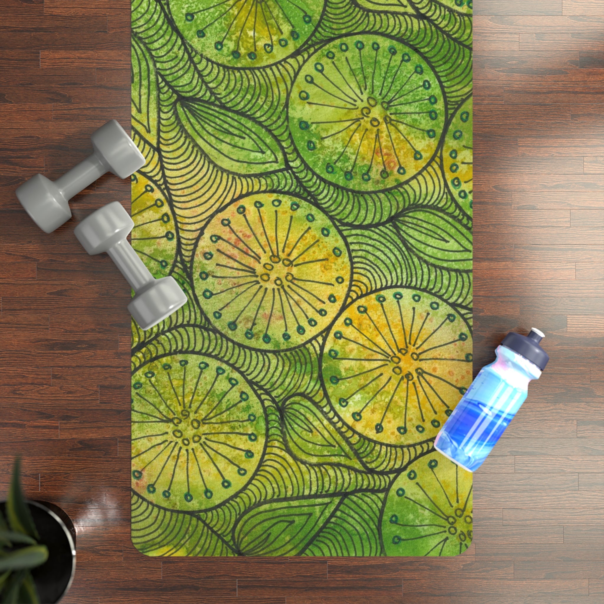 Yoga Mats and Gym Mats. Colourful Abstract Designs. Perfect for Home, Yoga or Gym Class, or a Special Gift #63 Margarita Mondays