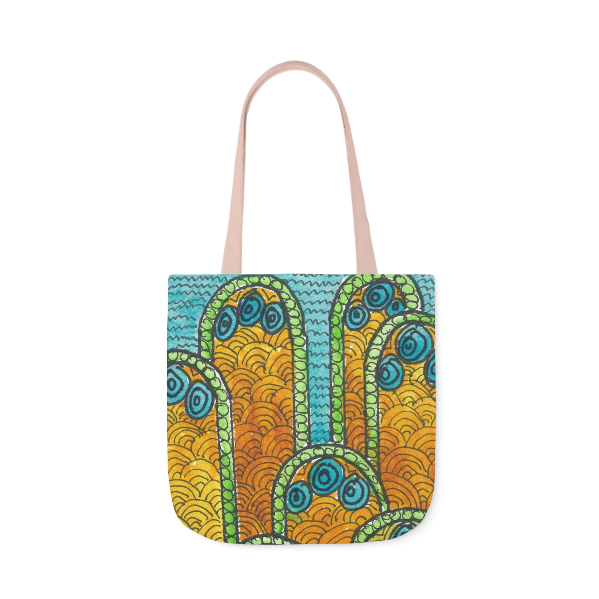 Canvas Tote Bags, Colourful Abstract Designs, 5-Color Straps, 3 Sizes.  For Family and friends or a Special Gift #87 Belgrade Impressions