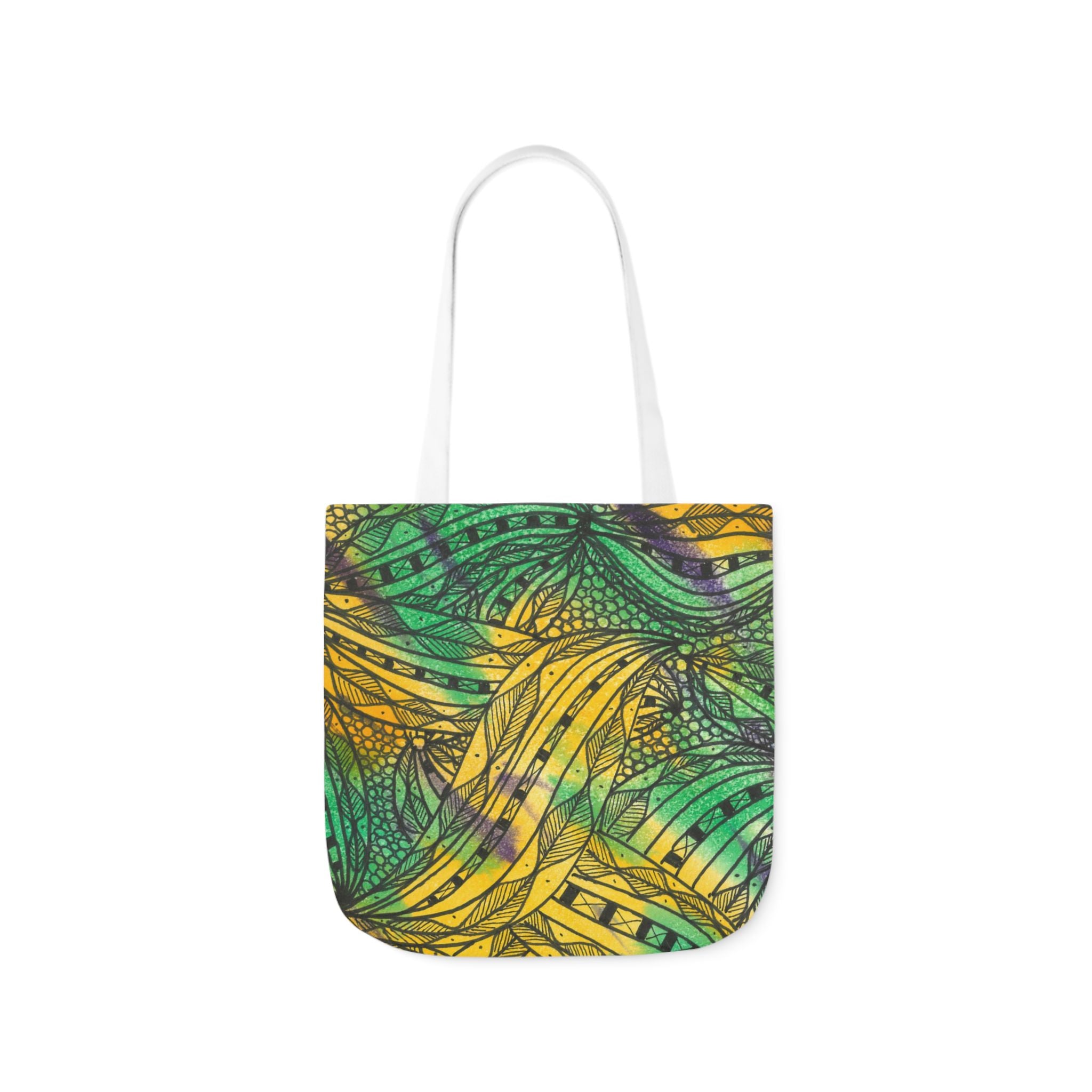 Canvas Tote Bags, Colourful Abstract Designs, 5-Color Straps, 3 Sizes.  For Family and friends or a Special Gift #37 Shrubbery