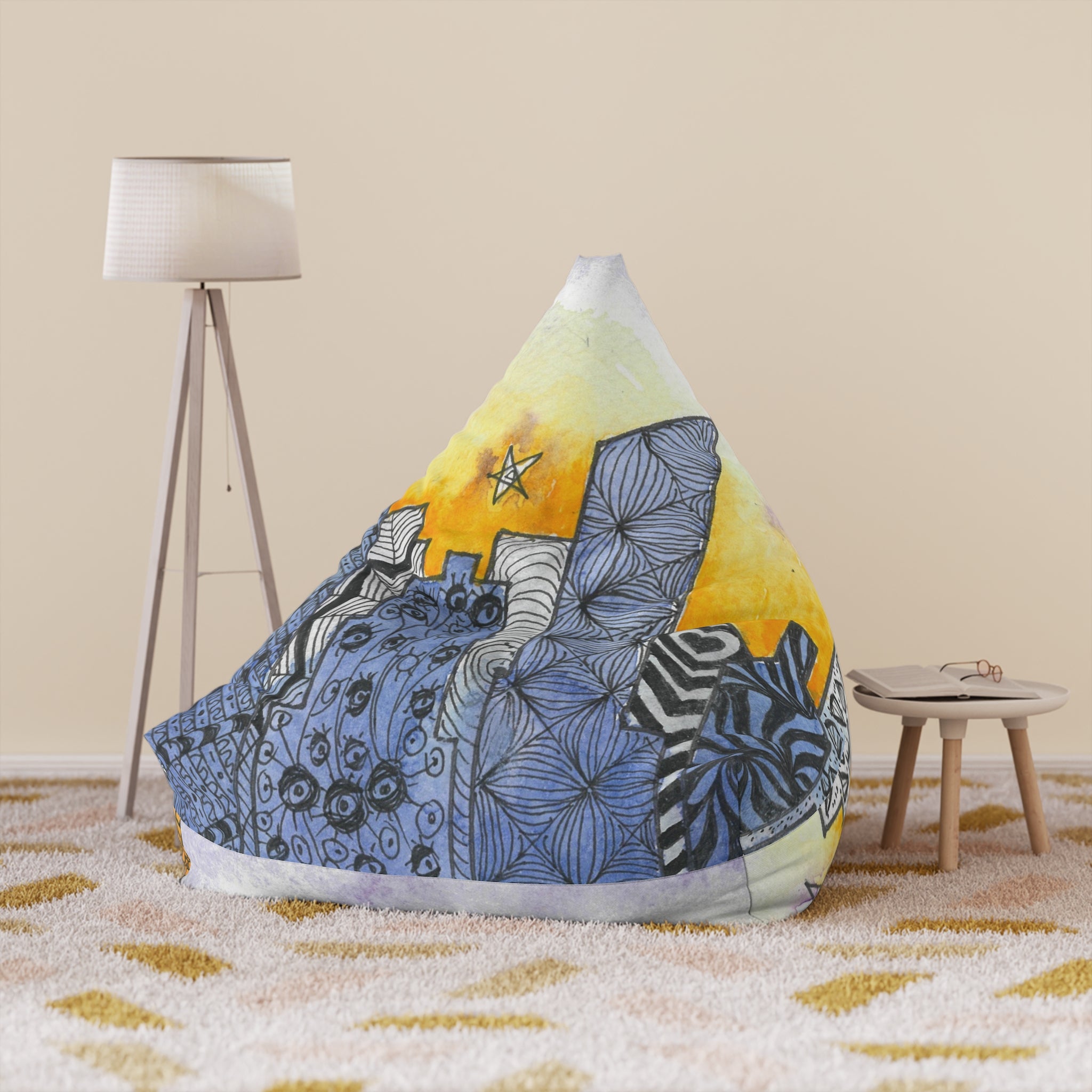 Bean Bag Chair Covers For Indoor & Outdoor Spaces - 2 Sizes - Exciting Abstract Design #5 In The Shadows