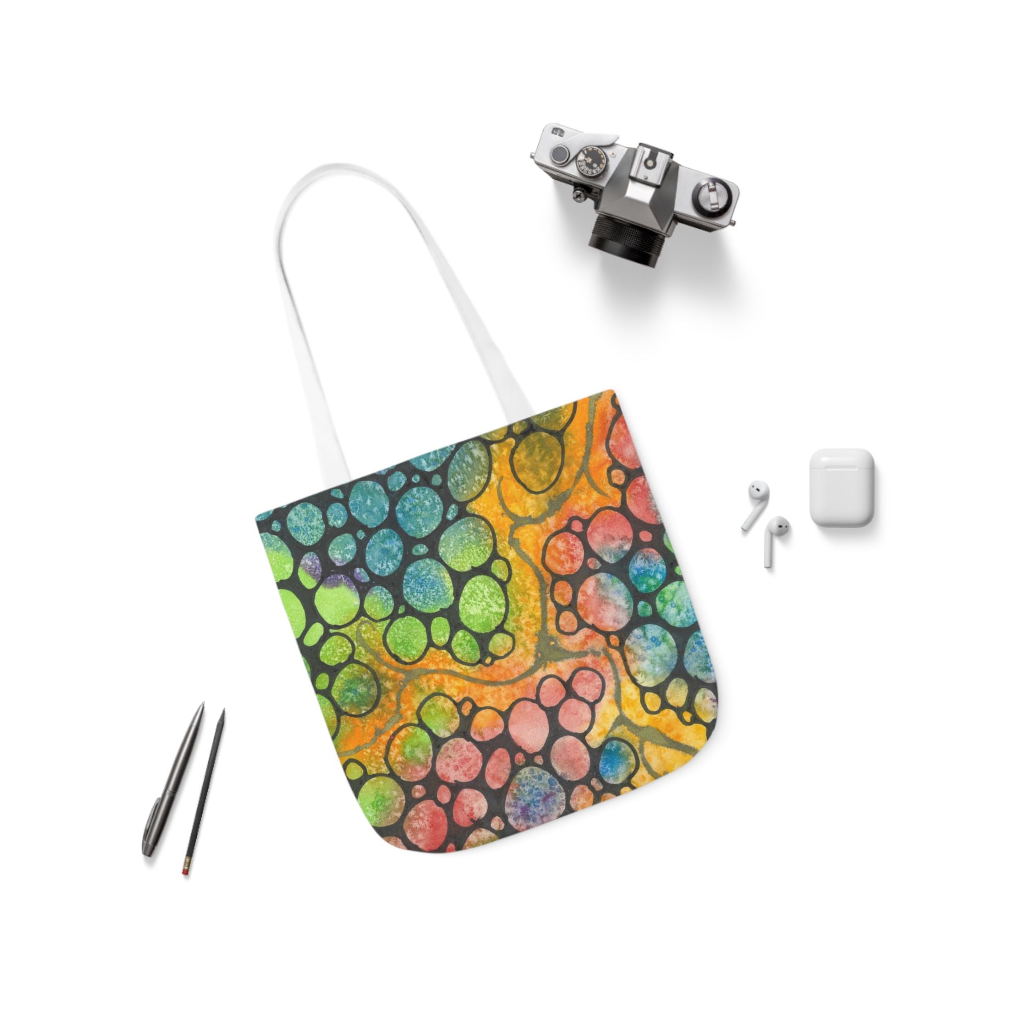 Canvas Tote Bags, Colourful Abstract Designs, 5-Color Straps, 3 Sizes.  For Family and friends or a Special Gift #77 River Of Dreams