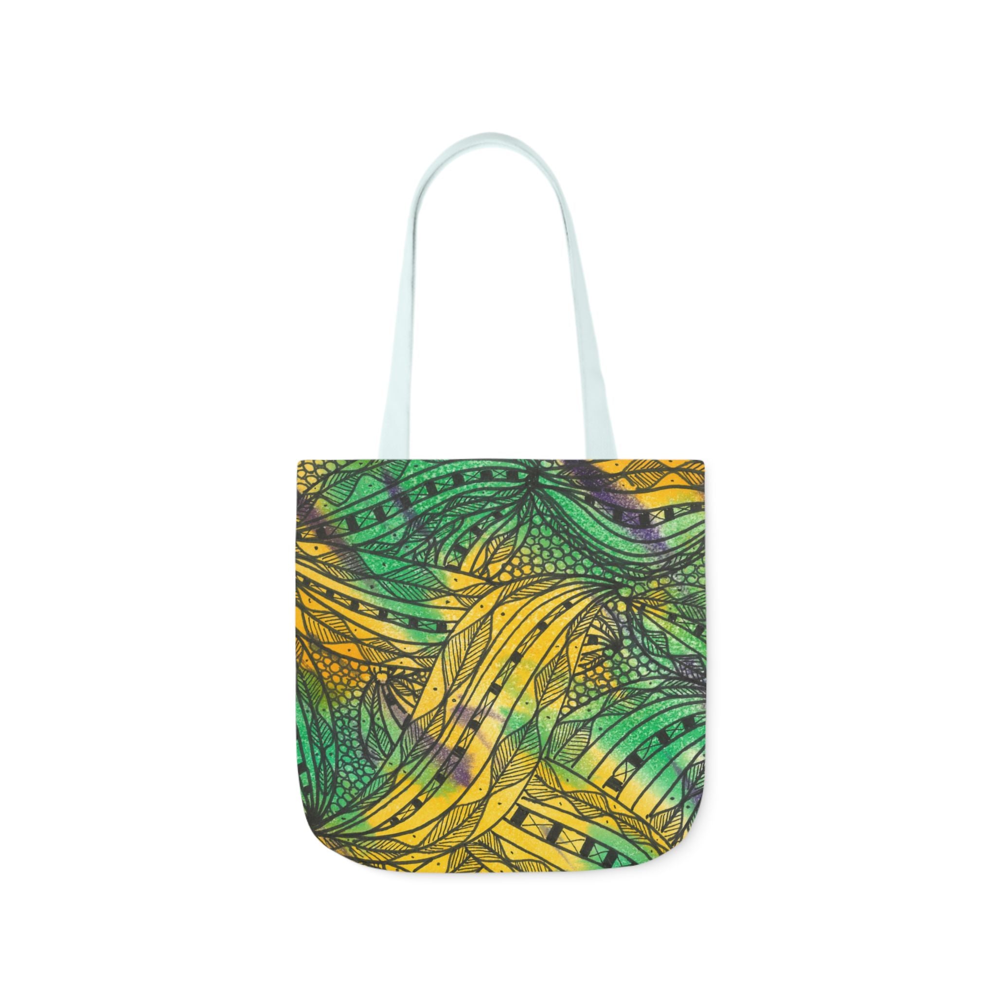 Canvas Tote Bags, Colourful Abstract Designs, 5-Color Straps, 3 Sizes.  For Family and friends or a Special Gift #37 Shrubbery