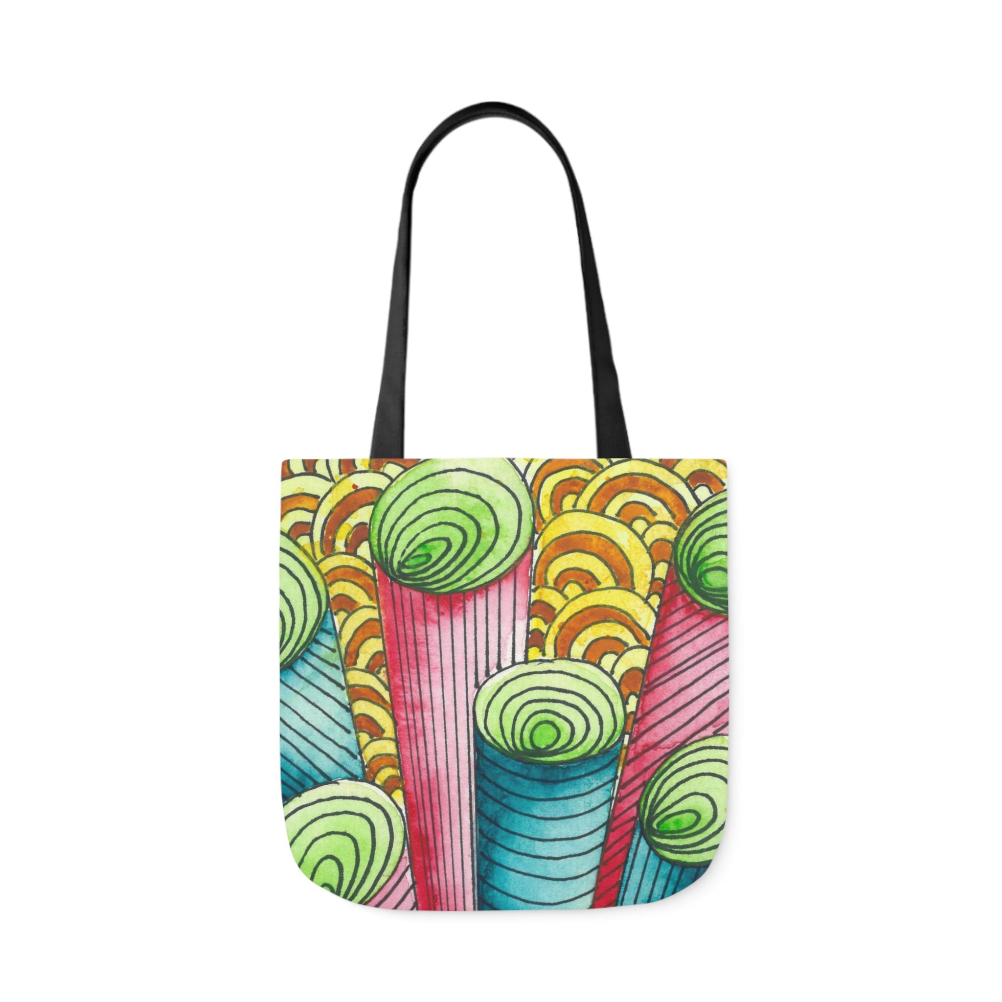 Canvas Tote Bags, Colourful Abstract Designs, 5-Color Straps, 3 Sizes.  For Family and friends or a Special Gift #93 On A Mission