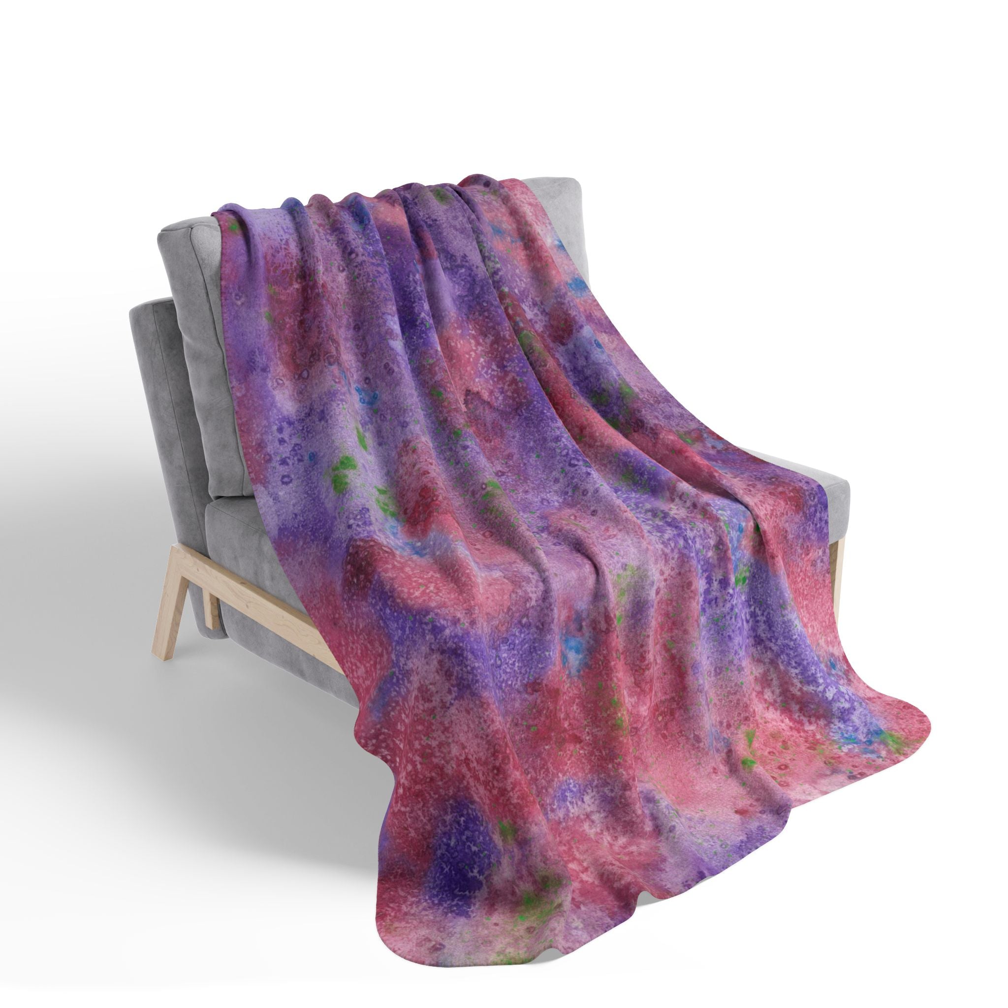 Fleece Throw Blanket, Textured Sherpa Underside, Hemmed, 2 Sizes. Colourful Abstract Design. Perfect for Bedroom, Living Room, or Special Gift #62 Resolutions
