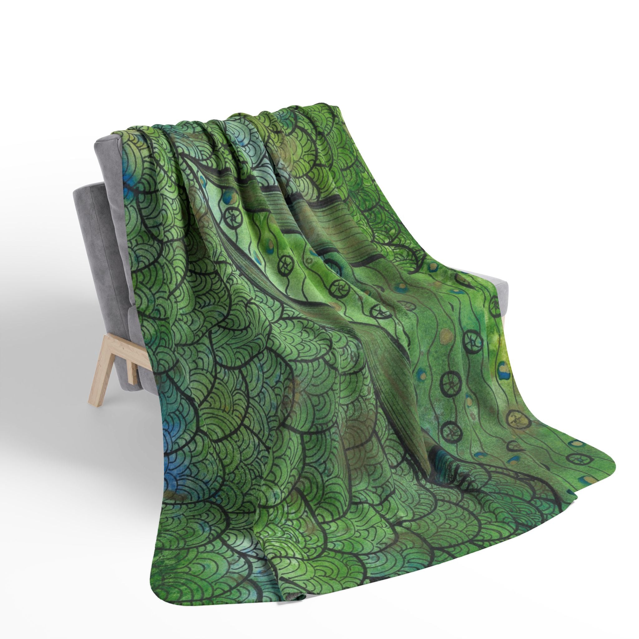 Fleece Throw Blanket, Textured Sherpa Underside, Hemmed, 2 Sizes. Colourful Abstract Design. Perfect for Bedroom, Living Room, or Special Gift #69 New Horizons
