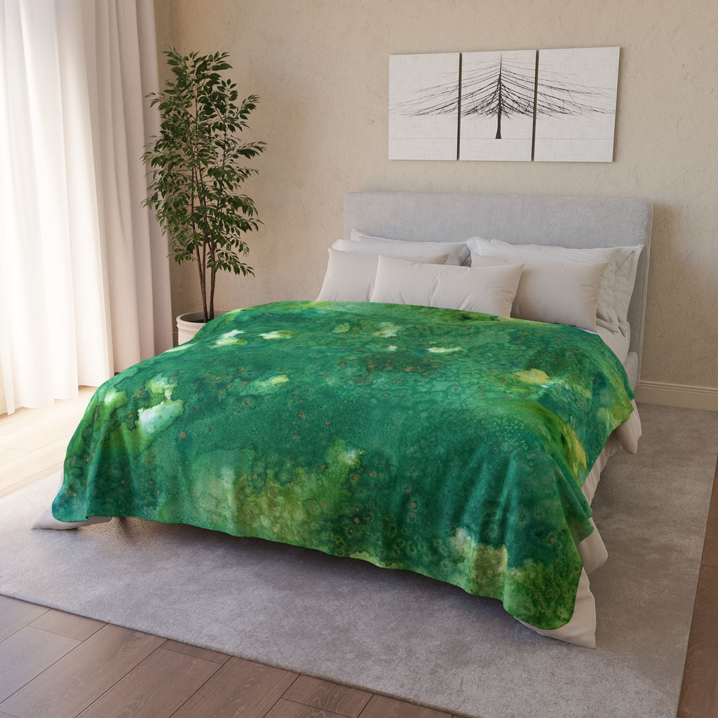 Fleece Throw Blanket, Textured Sherpa Underside, Hemmed, 2 Sizes. Colourful Abstract Design. Perfect for Bedroom, Living Room, or Special Gift #79 Abundance Cometh